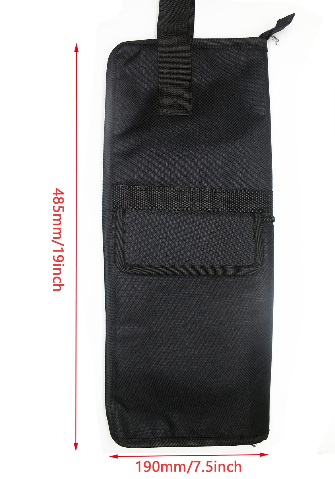 Drum Stick Bag case Percussion Drum Mallet Bag with an External Pocket and Floor Tom Hooks Holds 10-12 Pairs Drum Sticks Mallets Brushes Black - Image 8