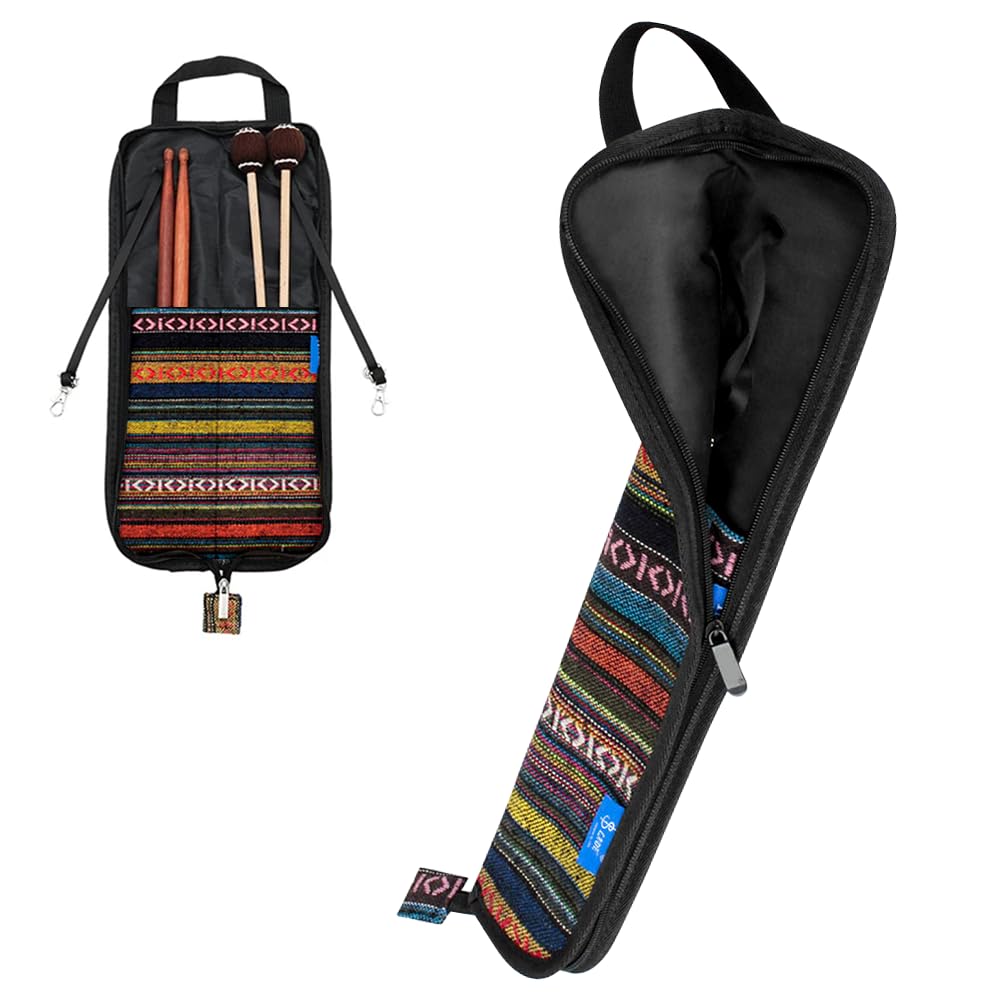 Drum Stick Bag, Chazcool Drum Stick Holder, Portable Drum Stick Case Hanging Bag Exotic Style Percussion Accessories Drumsticks Carrying Handbag with Handle For Drumsticks - Image 2