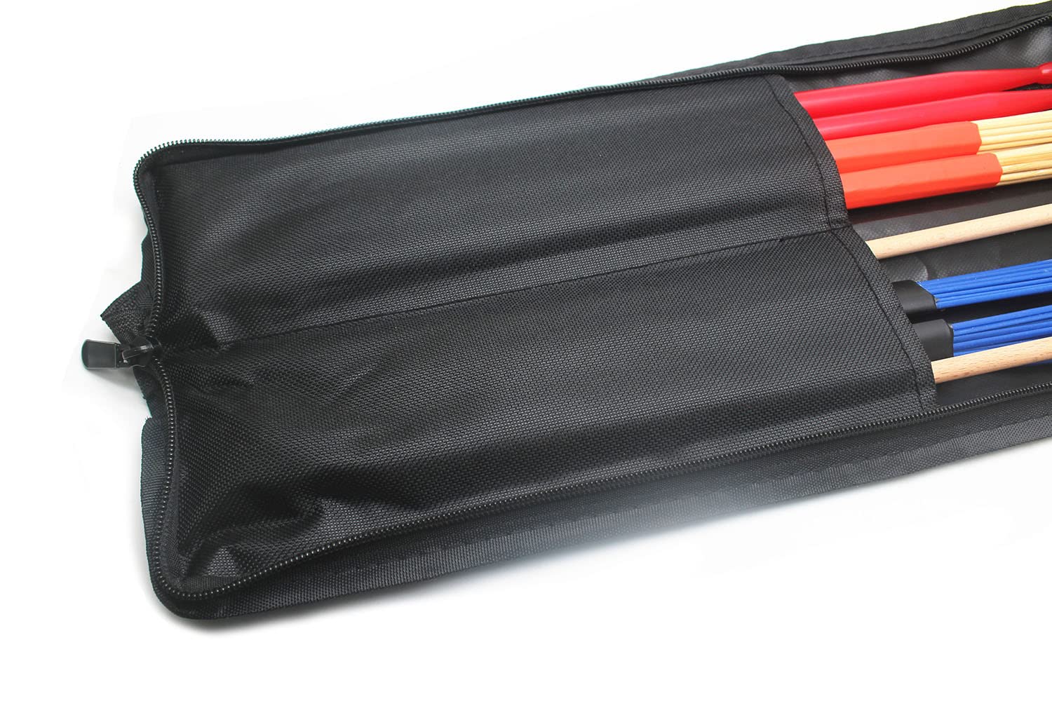 Drum Stick Bag Drum Stick Storage Hanging Bag with 4 Pair Drum Sticks Set includes Jazz Nylon Brushes+Bamboo Rods Drum Brushes+ 5A Nylon Drum Sticks+Wood Mallets Red - Image 5