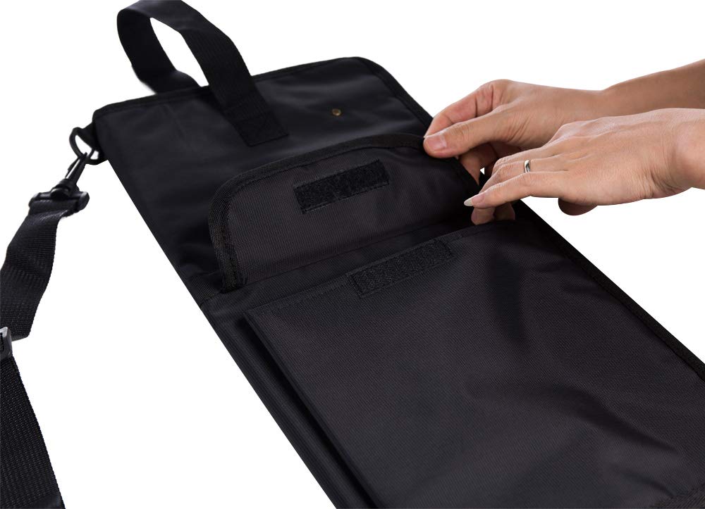 Drum Stick Bag with an External Pocket, Standard Nylon Stick Bag with a Carry Handle and Floor Tom Hooks, Inside 4 Slots Holds up to 12 Pairs of Drumsticks,Water Resistant Nylon - Image 6