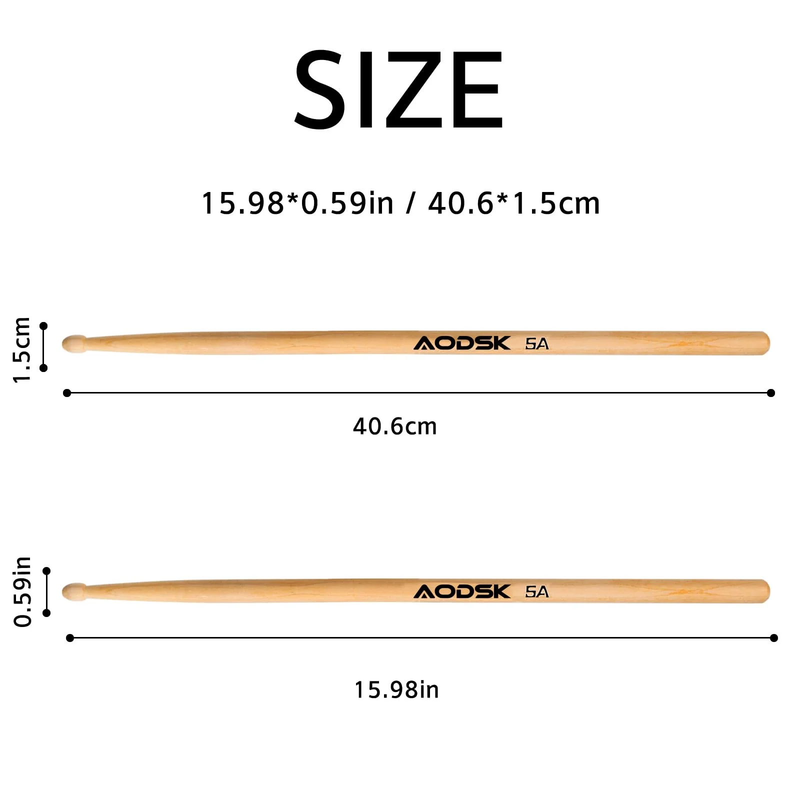 Drum Sticks 5A Classic America Maple Wood Tear Drop Tip Drumsticks Anti-Slip,Suitable for adults and children with storage Bags-6 Pairs 6 Pair - Image 2