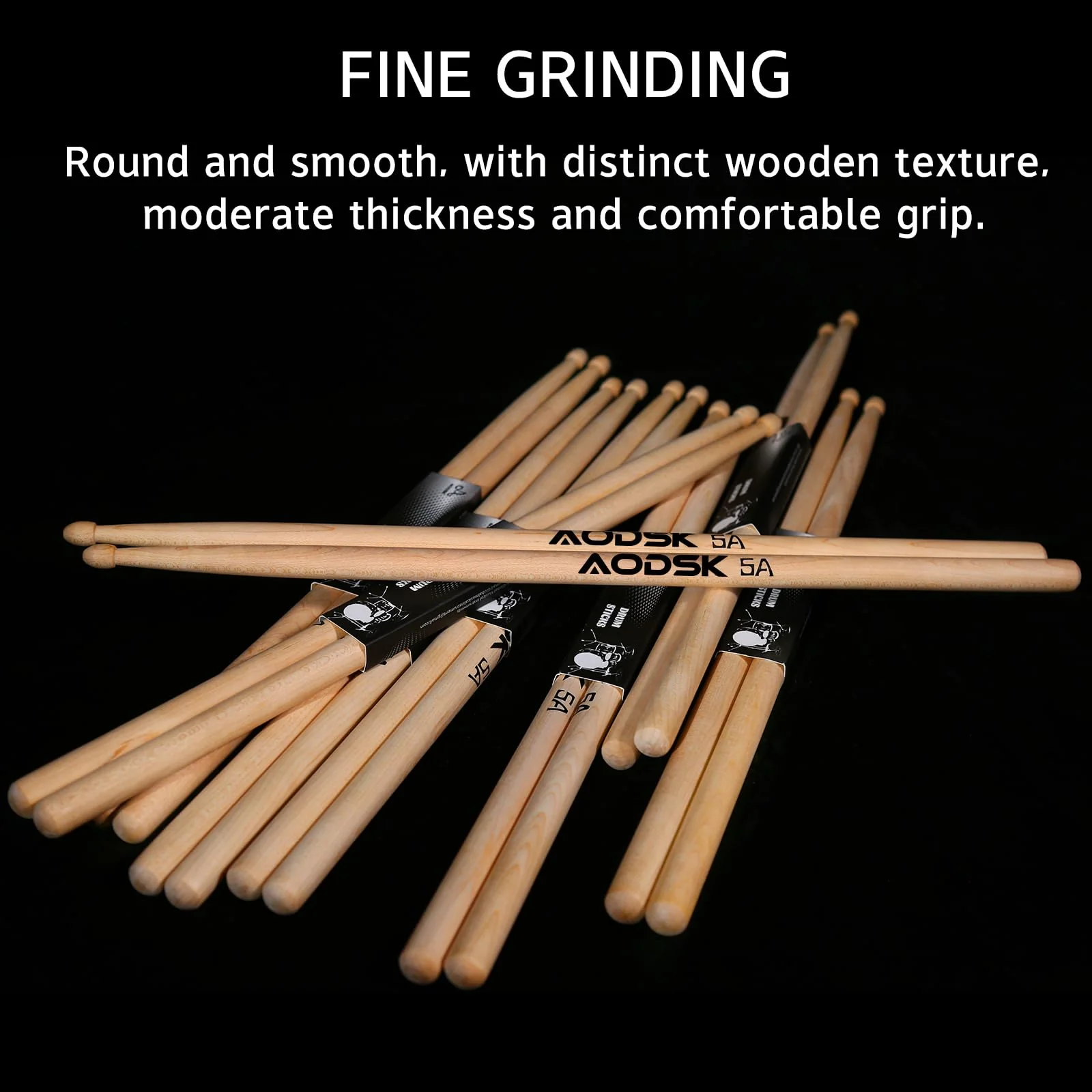 Drum Sticks 5A Classic America Maple Wood Tear Drop Tip Drumsticks Anti-Slip,Suitable for adults and children with storage Bags-6 Pairs 6 Pair - Image 4