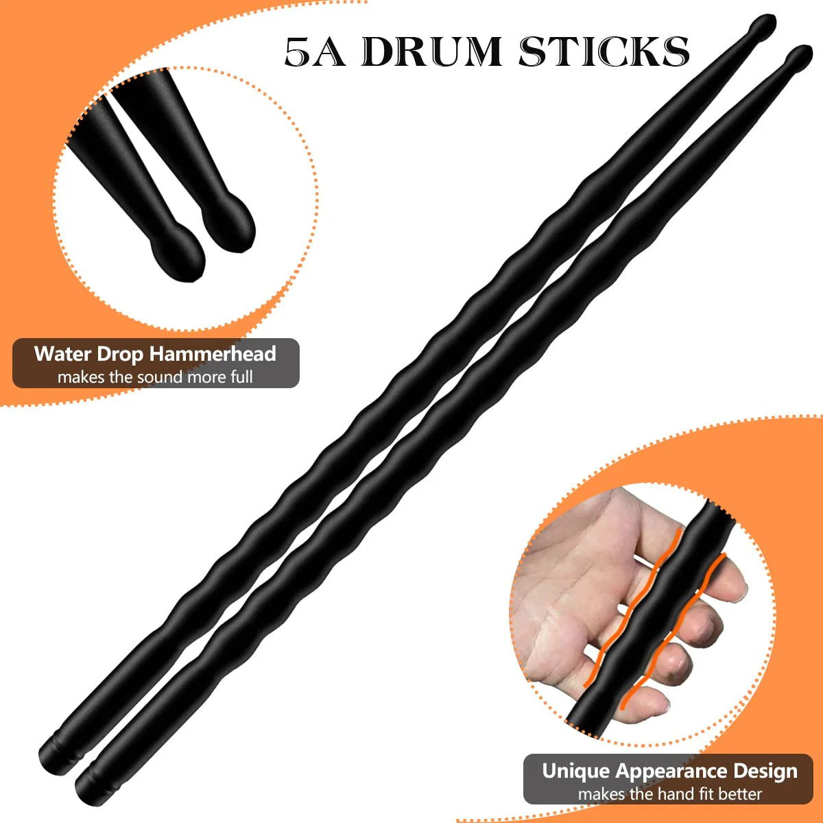 Drum Sticks 5a Drumstick 1 Pack Carbon Fiber Drumsticks balck - Image 2
