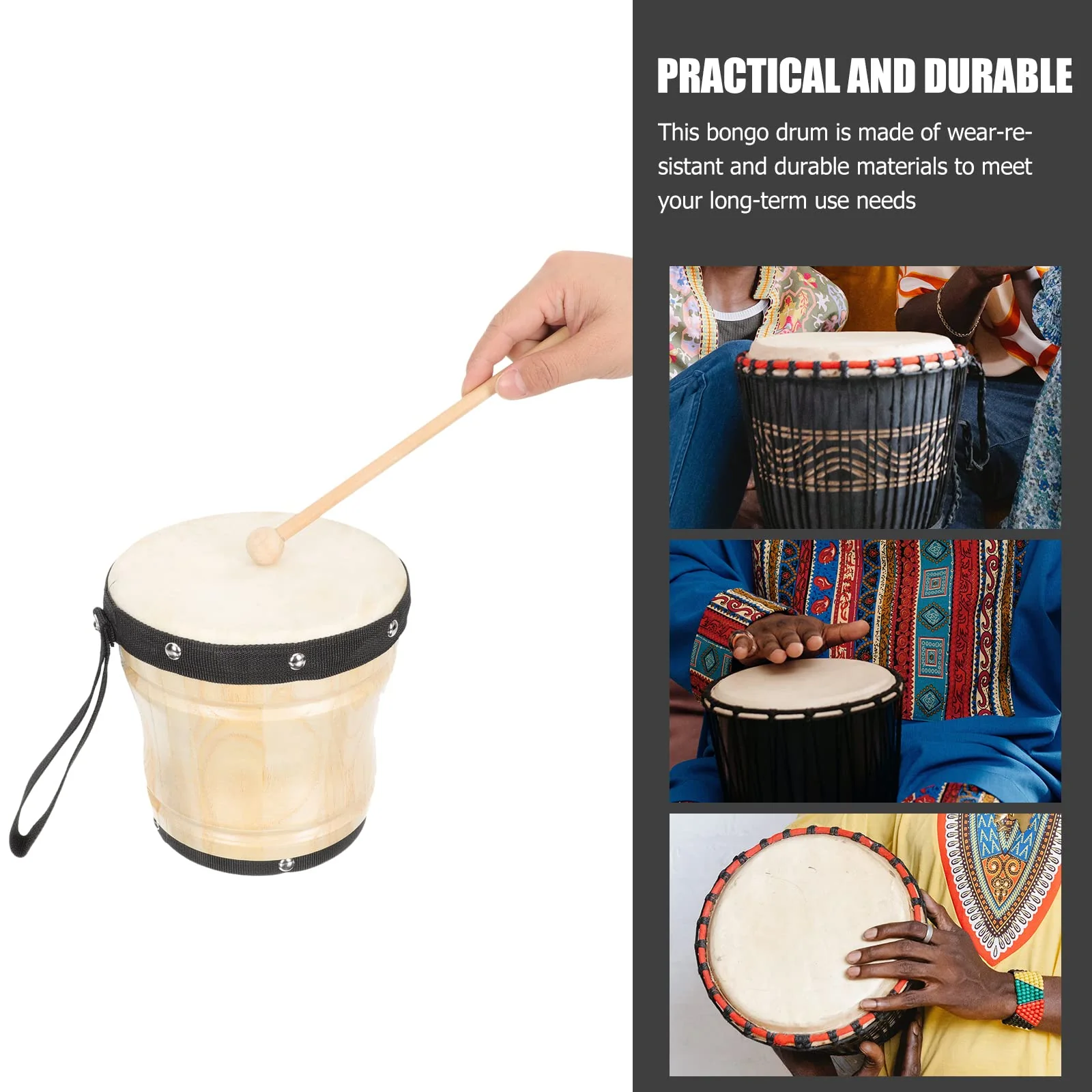 Drums Drums Drums Baby Bongos Congas 1 Set Drum Professional Sheepskin Drum Percussion Instrument Kids Drums Bongos Conga Drum Conga Drum Drum Kit - Image 5