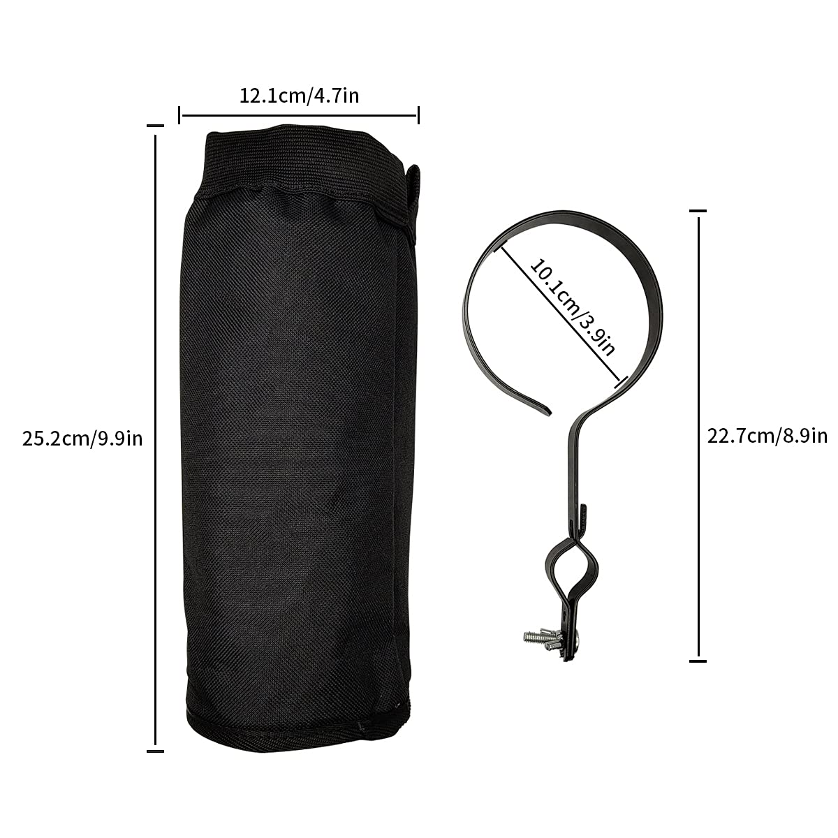 Drumstick Container Bag, Drum Stick Holder Drumstick Nylon Bag for Drum Set Clamp on Stick Holder Bag Container(black) black - Image 4