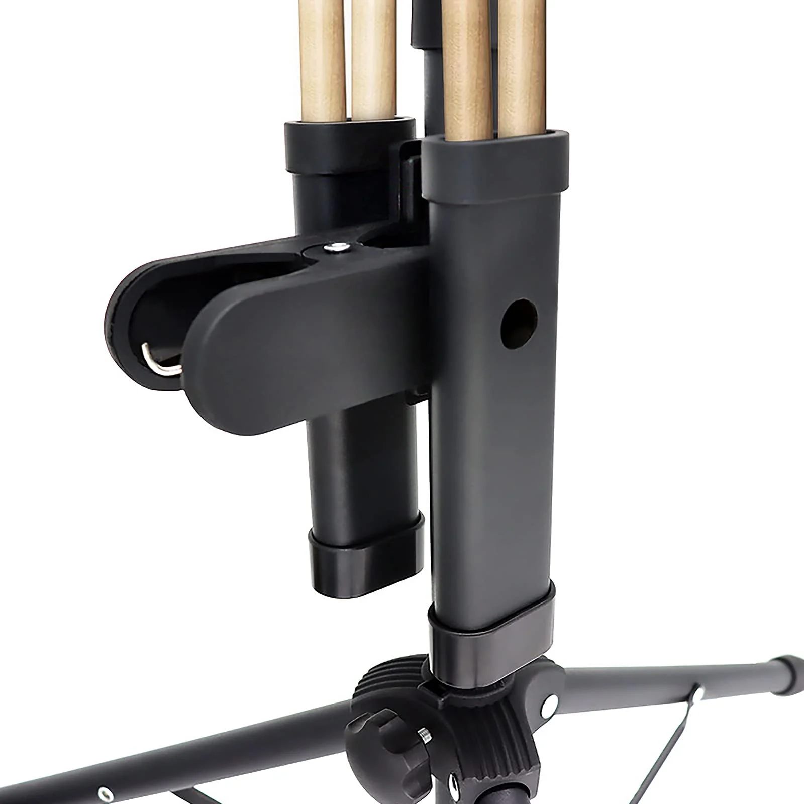 Drumstick Holder, Drum Sticks Holder for Drum Set, Clamp On Drum Stick Holder Clip, Drumstick Grabber, Angle Adjustable, Attaches to Any Cymbal Stand or Tubular Hardware, Holds up to Two Pairs - Image 2
