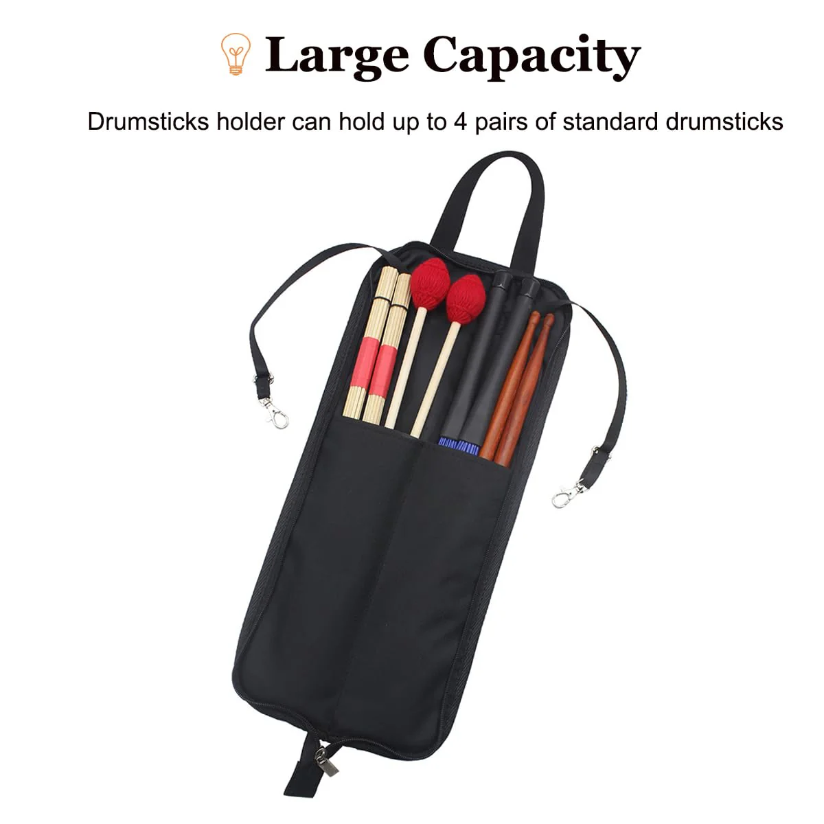 Drumsticks Bag Drum Sticks Bag Holder Drumstick Percussion Carrying Case Handbag Oxford Bag Gift for Drummers, Beginners in Band (Red) Red - Image 4
