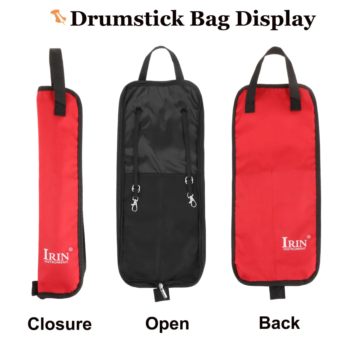 Drumsticks Bag Drum Sticks Bag Holder Drumstick Percussion Carrying Case Handbag Oxford Bag Gift for Drummers, Beginners in Band (Red) Red - Image 5