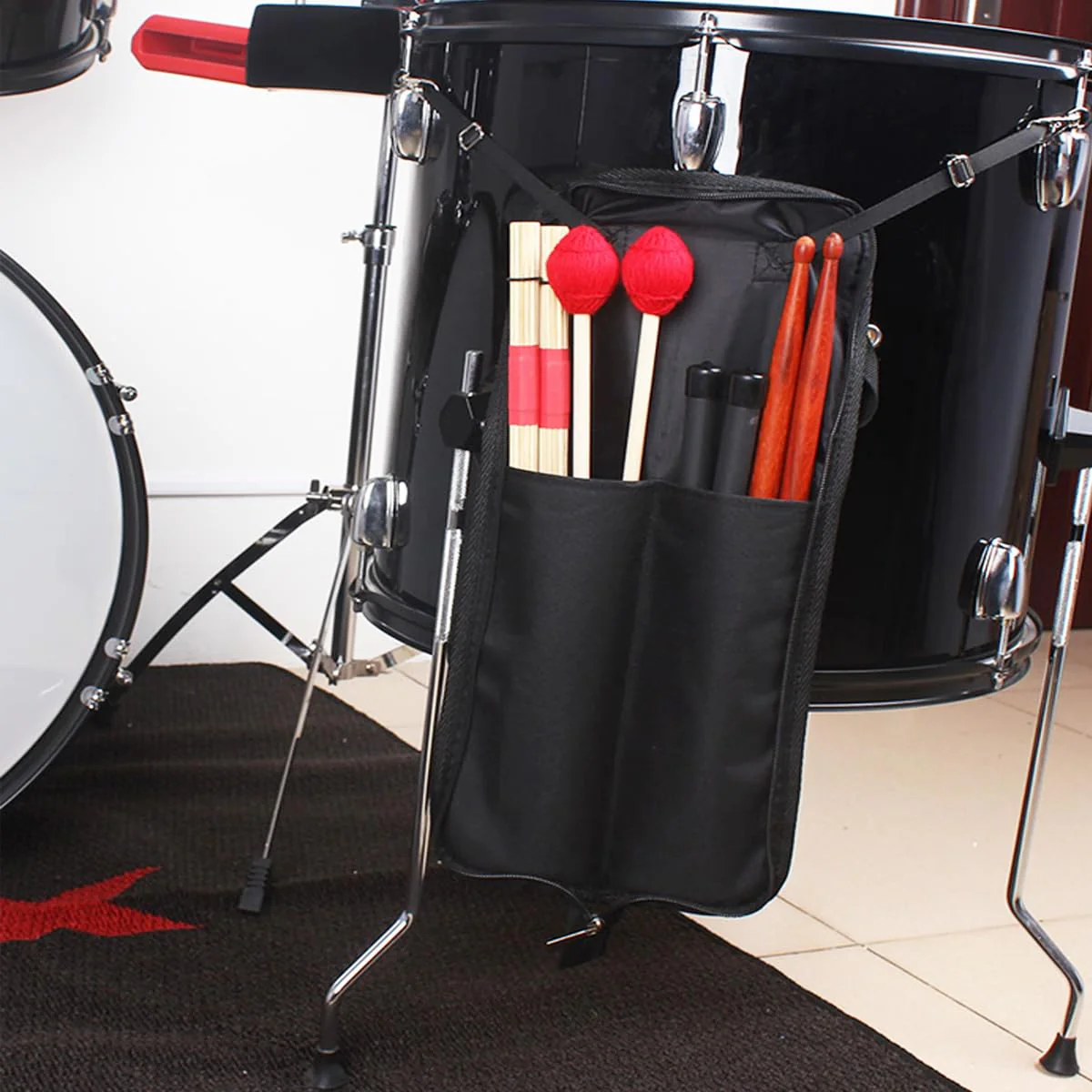 Drumsticks Bag Drum Sticks Bag Holder Drumstick Percussion Carrying Case Handbag Oxford Bag Gift for Drummers, Beginners in Band (Red) Red - Image 7