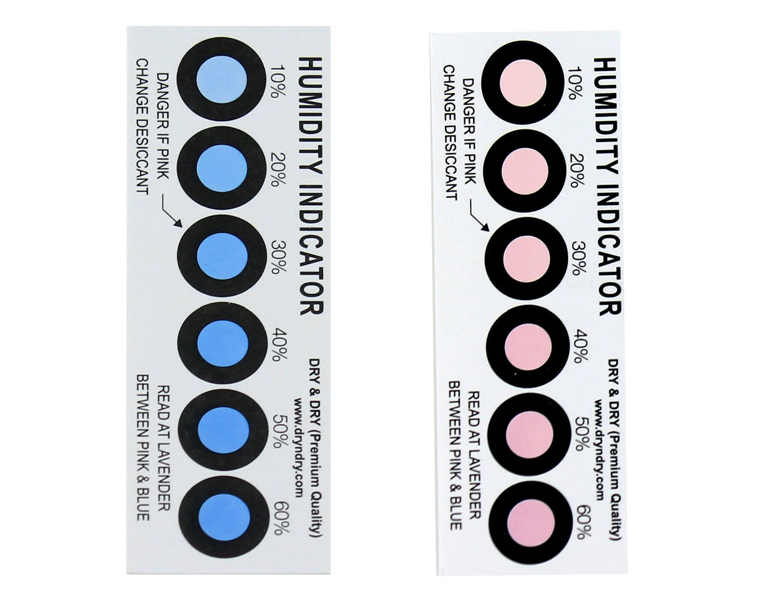 Dry & Dry Premium Humidity Indicator Cards 20 Pack (Reusable) - 10-60% 6 Spot (20 Cards)