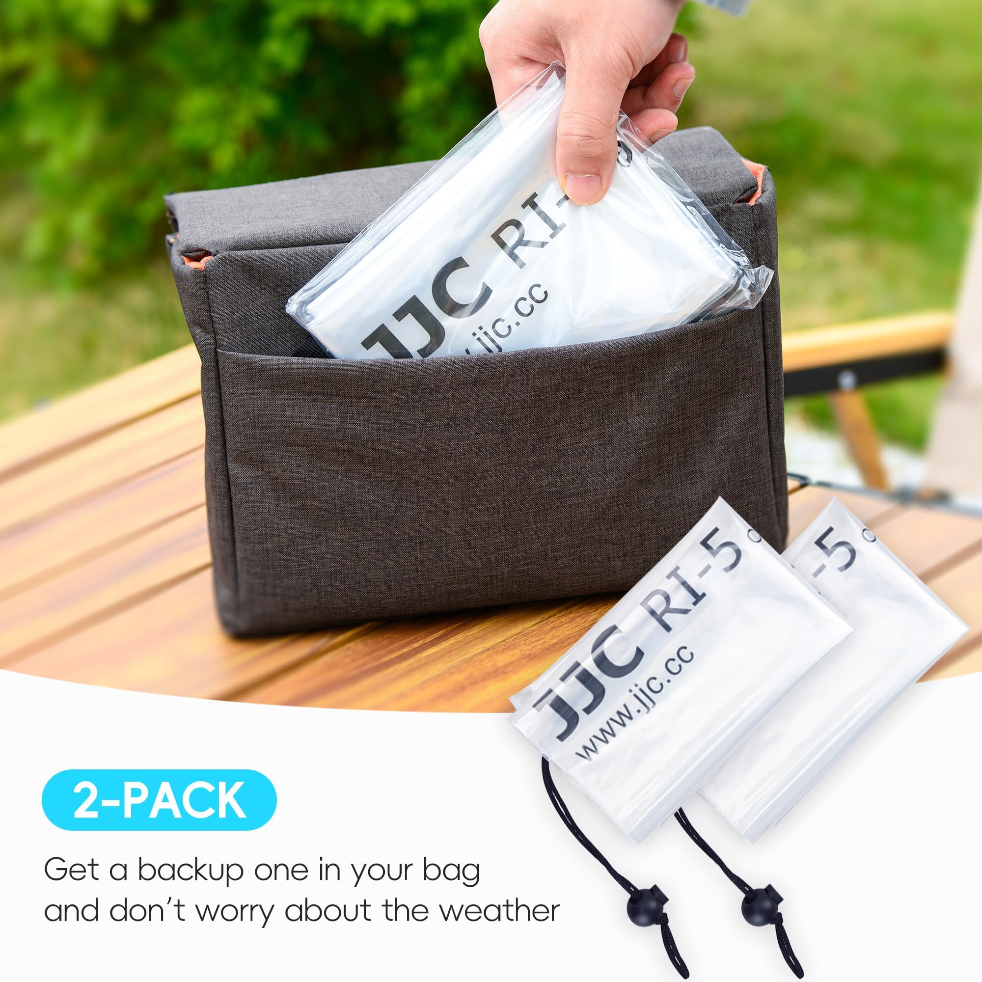 DSLR Camera Rain Cover JJC Rain Coat Sleeve Protector for Canon Nikon Fujifilm Sony Olympus Panasonic Pentax Sigma with a Lens up to 18" PE Material Clear See-Through(2 Pack) 2-Pack - Image 7