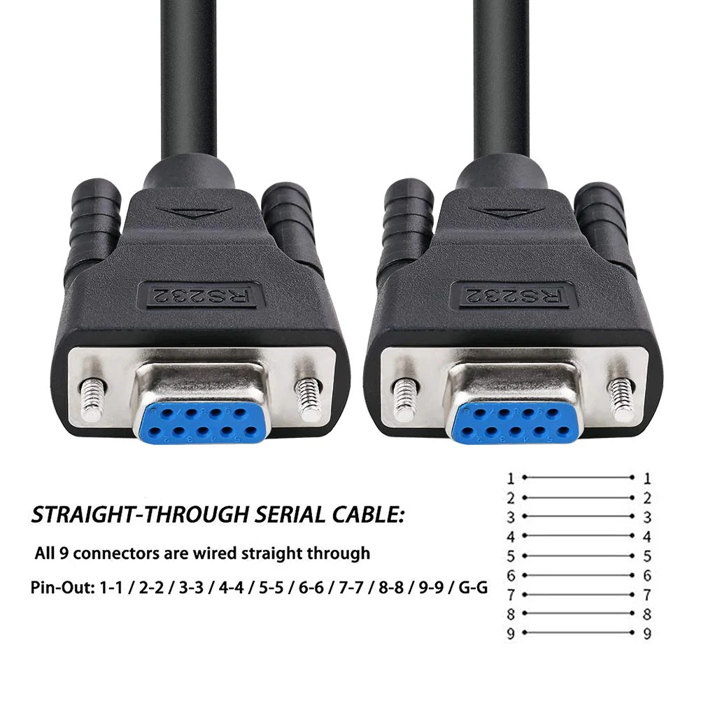 DTech 1.5 ft Straight Through Serial DB9 Cable Female to Female 9 Pin COM Port Cord for Data Communication (0.5 Meter, Black) 1.5ft - Image 4