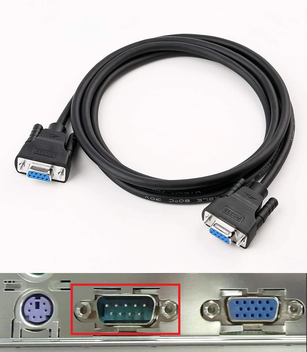DTech 10 ft DB9 Serial Cable Female to Female 9 Pin Straight Through (Black, 3 Meters) 10ft - Image 2