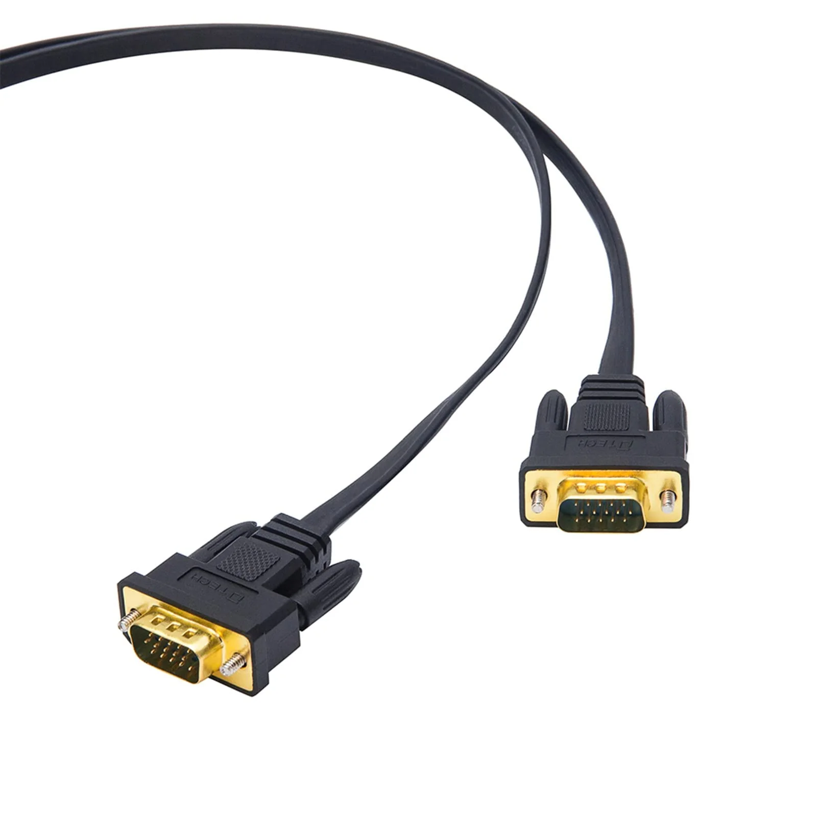 DTech 10ft Ultra Thin Flat Computer Monitor VGA Cable 15 Pin Male to Male Connector SVGA Wire 10 Feet - Black - Image 2