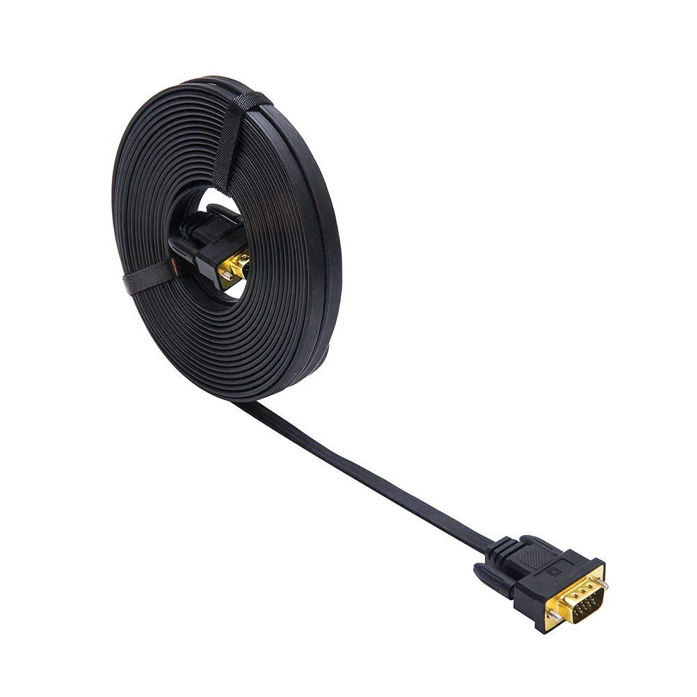 DTech 10m Ultra Thin Flat Computer Monitor VGA Cable Long 32 Feet Male to Male 15 Pin Connector Standard SVGA Wire Black 32ft - Image 7