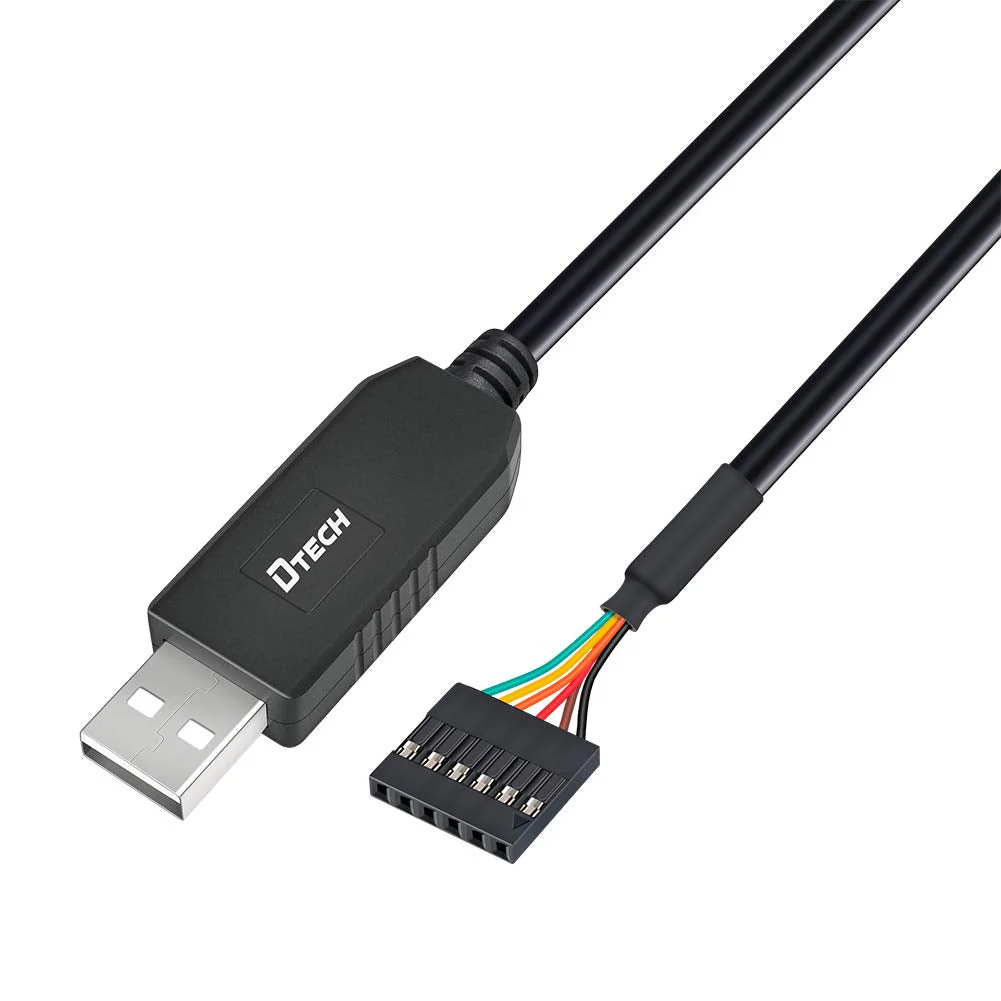 DTECH 3ft USB to TTL Serial Cable 3.3V 6 Pin UART Adapter Debug Cord Compatible with Windows 11 10 8 7 Linux MAC OS Genuine FT232RL Chip 6Pin 3v3 Level Signal 2.54mm Dupont Female Header