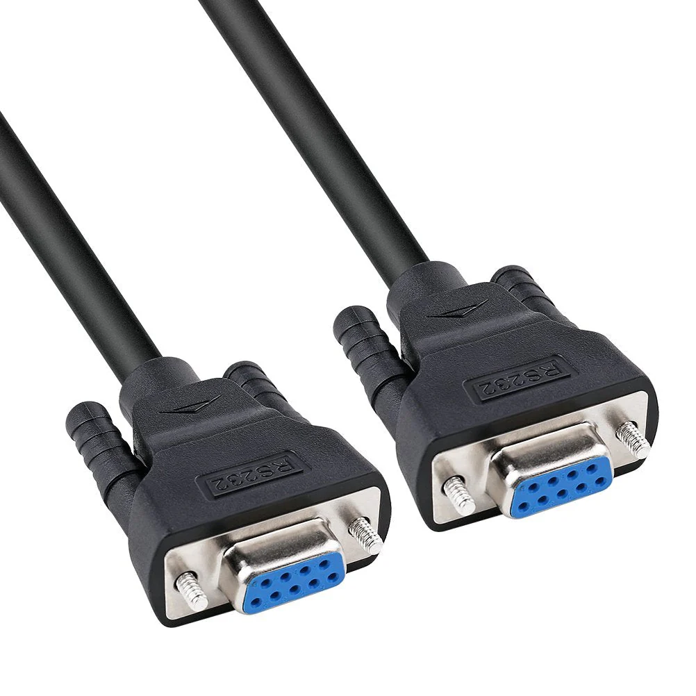 DTech 5 Feet RS232 Serial Cable Female to Female 9 Pin Straight Through (Black, 1.5 Meter) 5ft