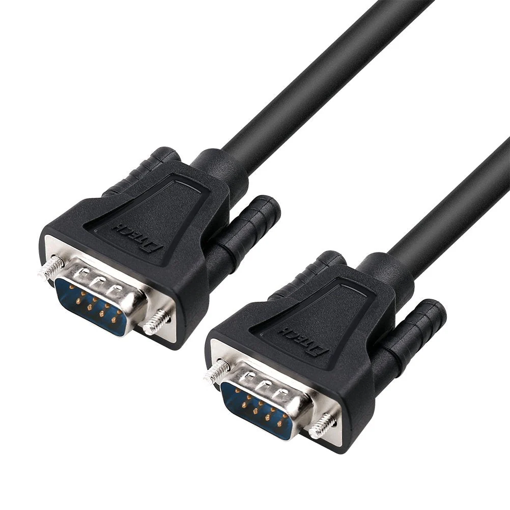 DTech 5ft DB9 to DB9 RS232 Serial Cable Male to Male Simple Null Modem Cord Cross TX RX line 2 Pin Crossed Without Handshake for Computer Data Communication (5 Feet, Black)