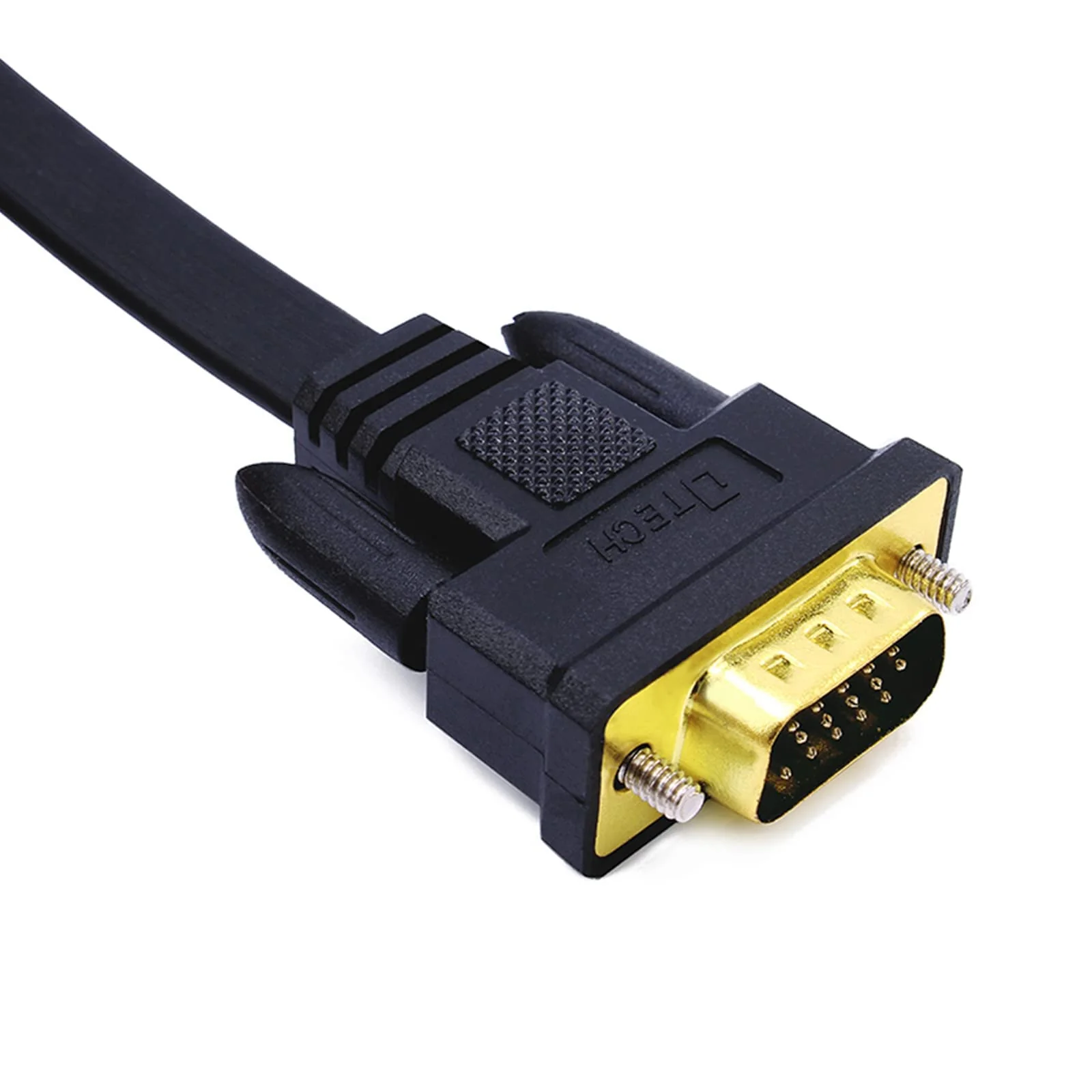 DTech 5M Ultra Thin Flat Type Computer Monitor VGA Cable Standard 15 Pin Male to Male Connector SVGA Wire 16 Feet - Black 16ft - Image 3