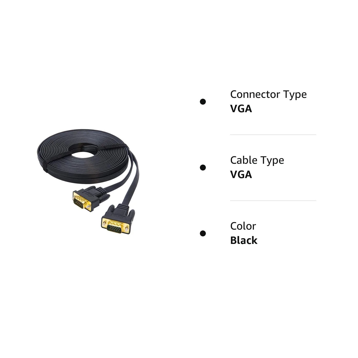 DTech 5M Ultra Thin Flat Type Computer Monitor VGA Cable Standard 15 Pin Male to Male Connector SVGA Wire 16 Feet - Black 16ft - Image 8