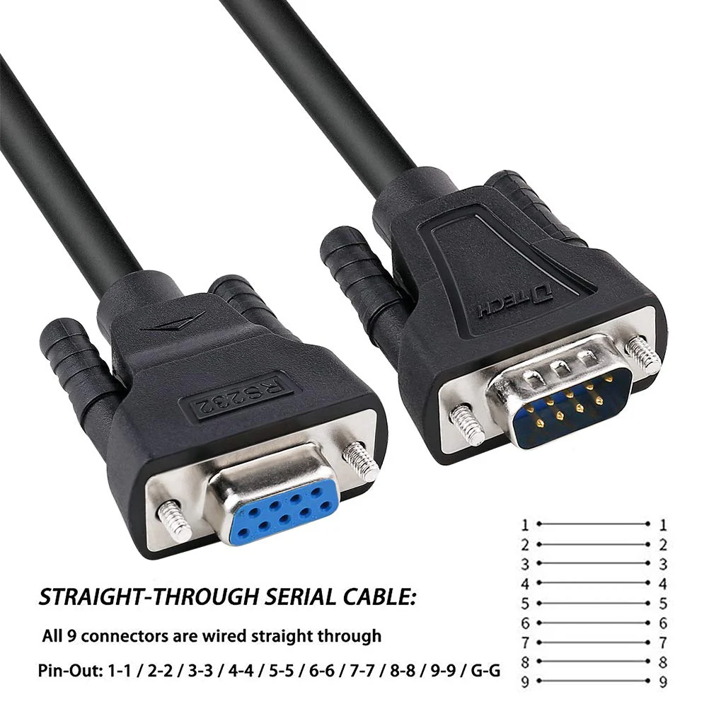 DTech 6ft RS232 Serial Cable Extension Male to Female 9 Pin Straight Through, Laptop - Image 4