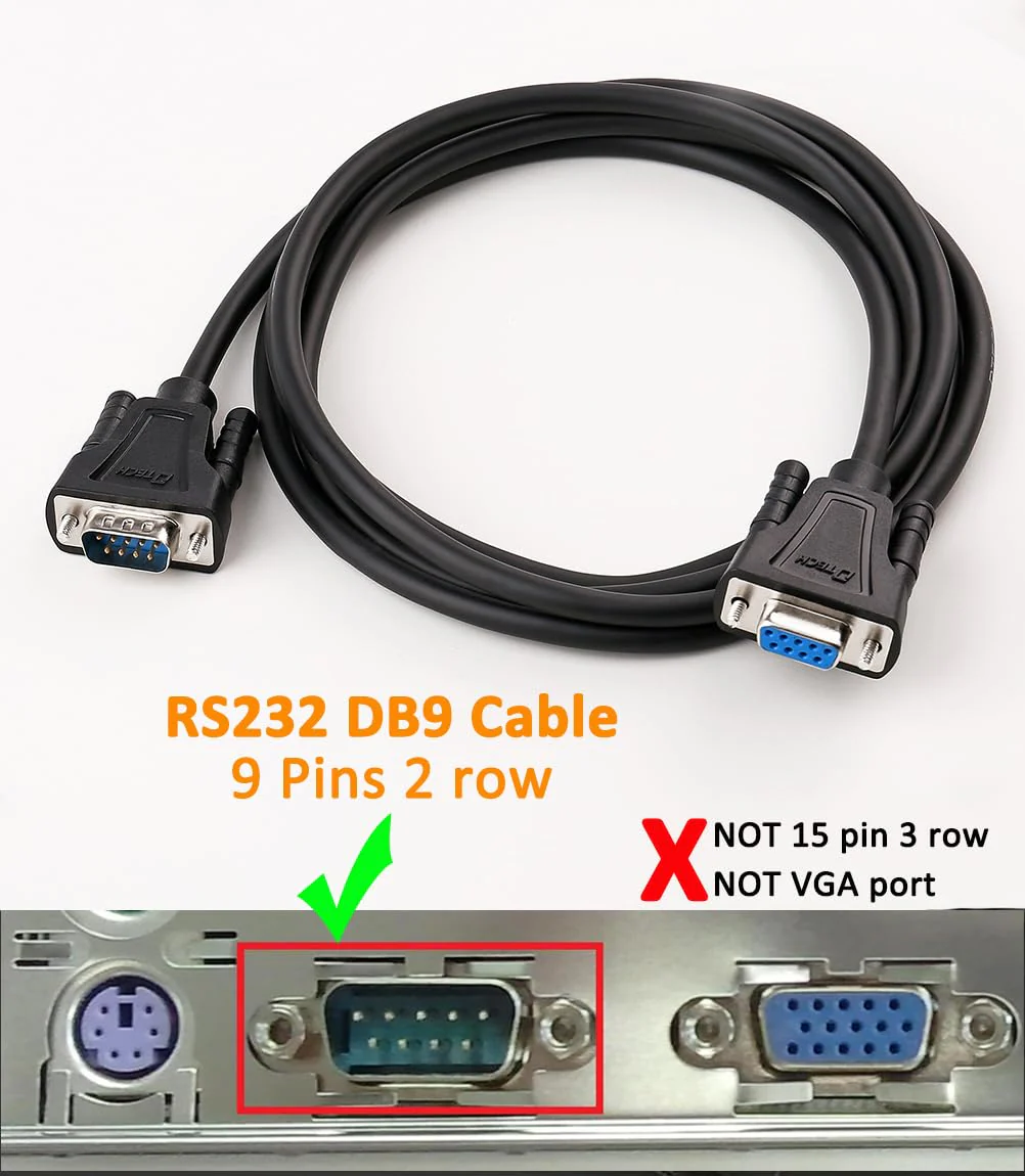 DTech DB9 RS232 Serial Cable Male to Female Null Modem Cord Full Handshaking 7 Wire Crossover for Data Communication Computer Switch Router (1.5 Feet, Black) 1.5ft - Image 2