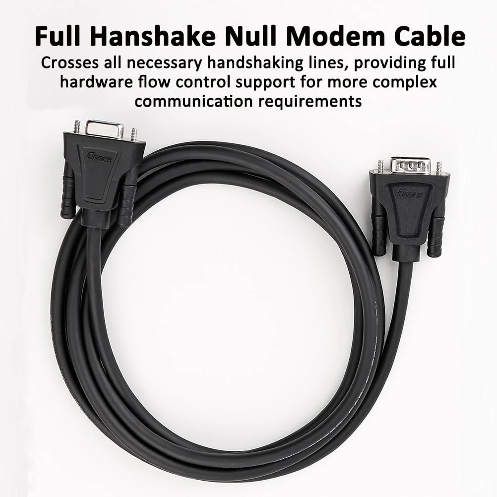 DTech DB9 RS232 Serial Cable Male to Male Null Modem Cord Full Handshaking 7 Wire Crossover for Data Communication Compatible with Computer Network Switch Router (1.5 Feet, Black) 1.5ft - Image 5