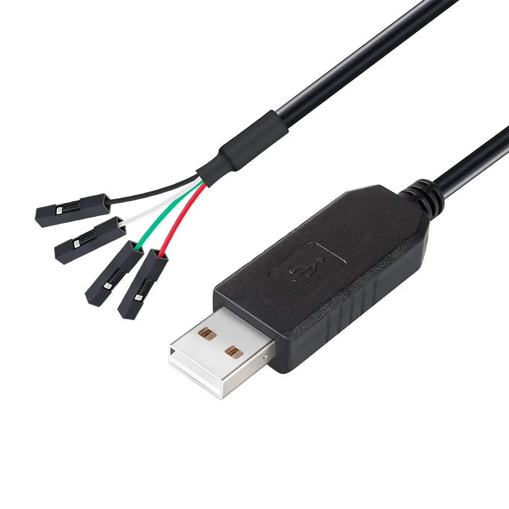 DTECH USB to TTL Serial 3.3V Adapter Cable TX RX Signal 4 Pin 0.1 inch Pitch Female Socket PL2303 Prolific Chip Windows 10 8 7 XP Vista (6ft, Black) 6ft/1.8m