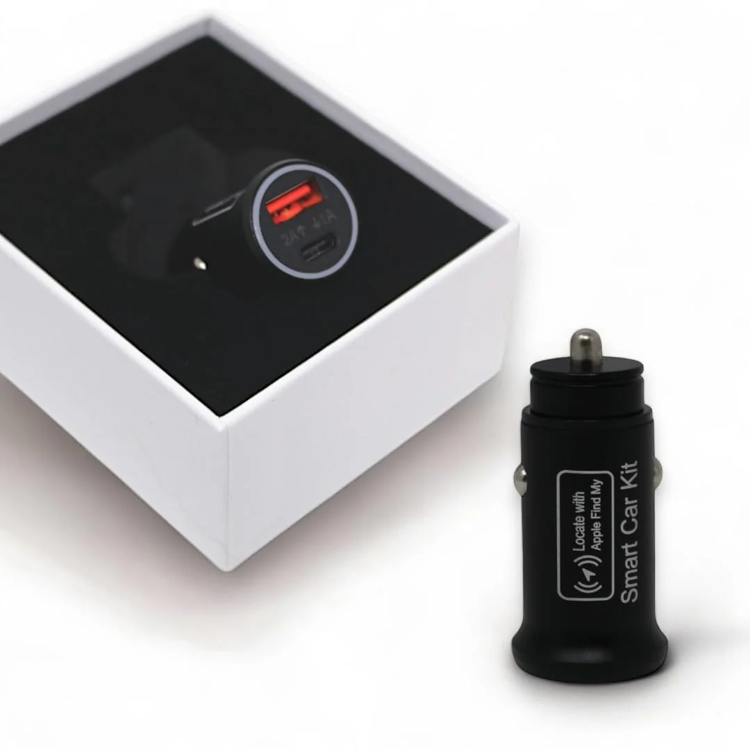Dual Car Charger, Smart Car Kit AP200. Mobile Locator, Compatible with iOS, USB C 2-in-1 Car Charger, Smartphone Ignition Dual Fast Charging Intelligent Anti-Skid Device