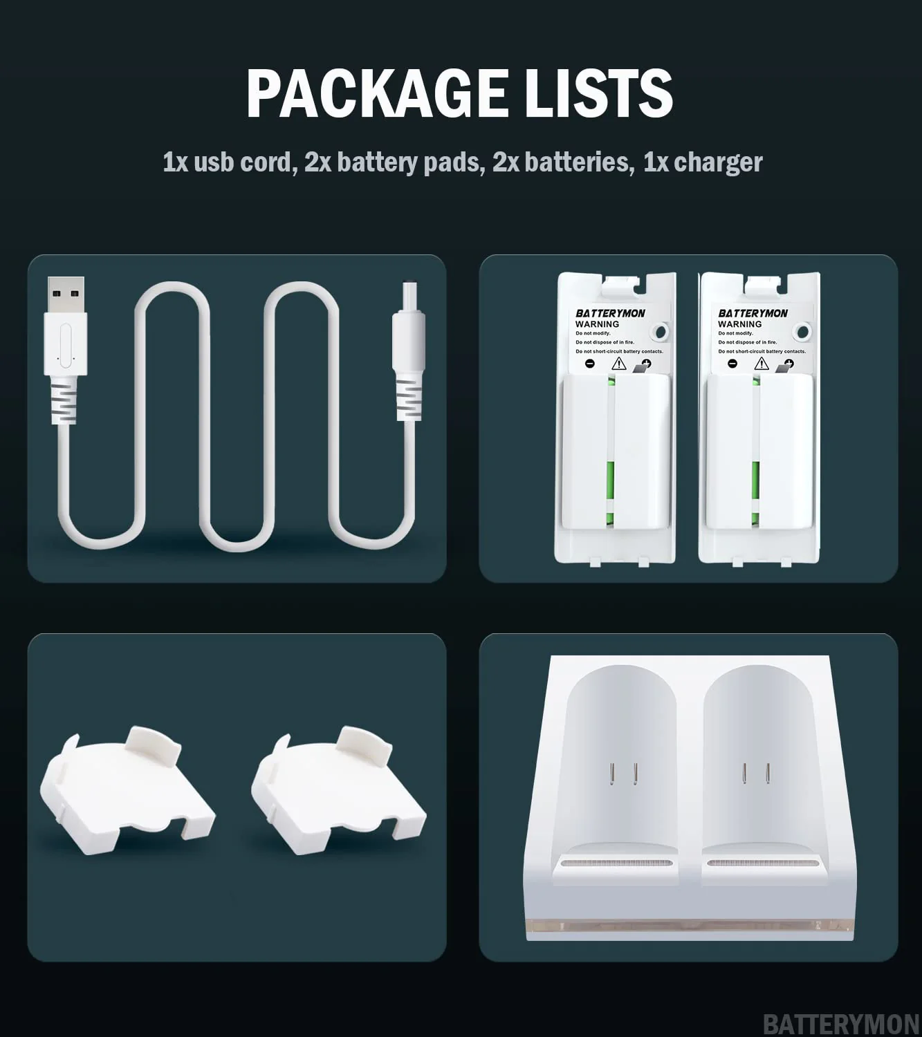 Dual Charging Station Dock + 2pcs 2800mAh Rechargeable Battery Pack for Wii/Wii U Remote Game Conroller, Controller Charger Kit with USB Cable and Batteries - Image 7