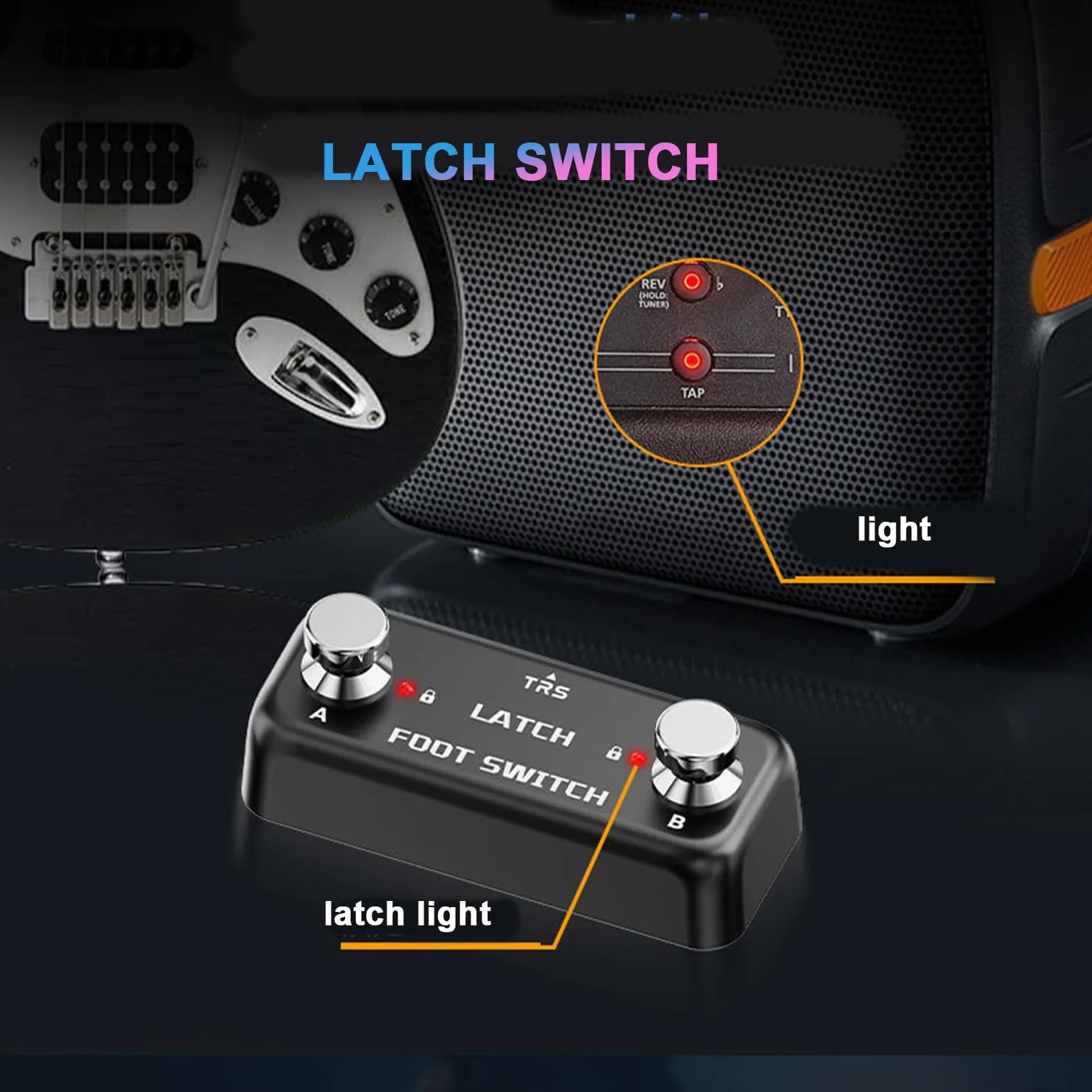 Dual Footswitch Latch Pedal 2-Way Pedal Foot Switch Controller Ampero Switch 6.35 mm, Latch Tap Switch For Guitar Effect Pedal Black - Image 2