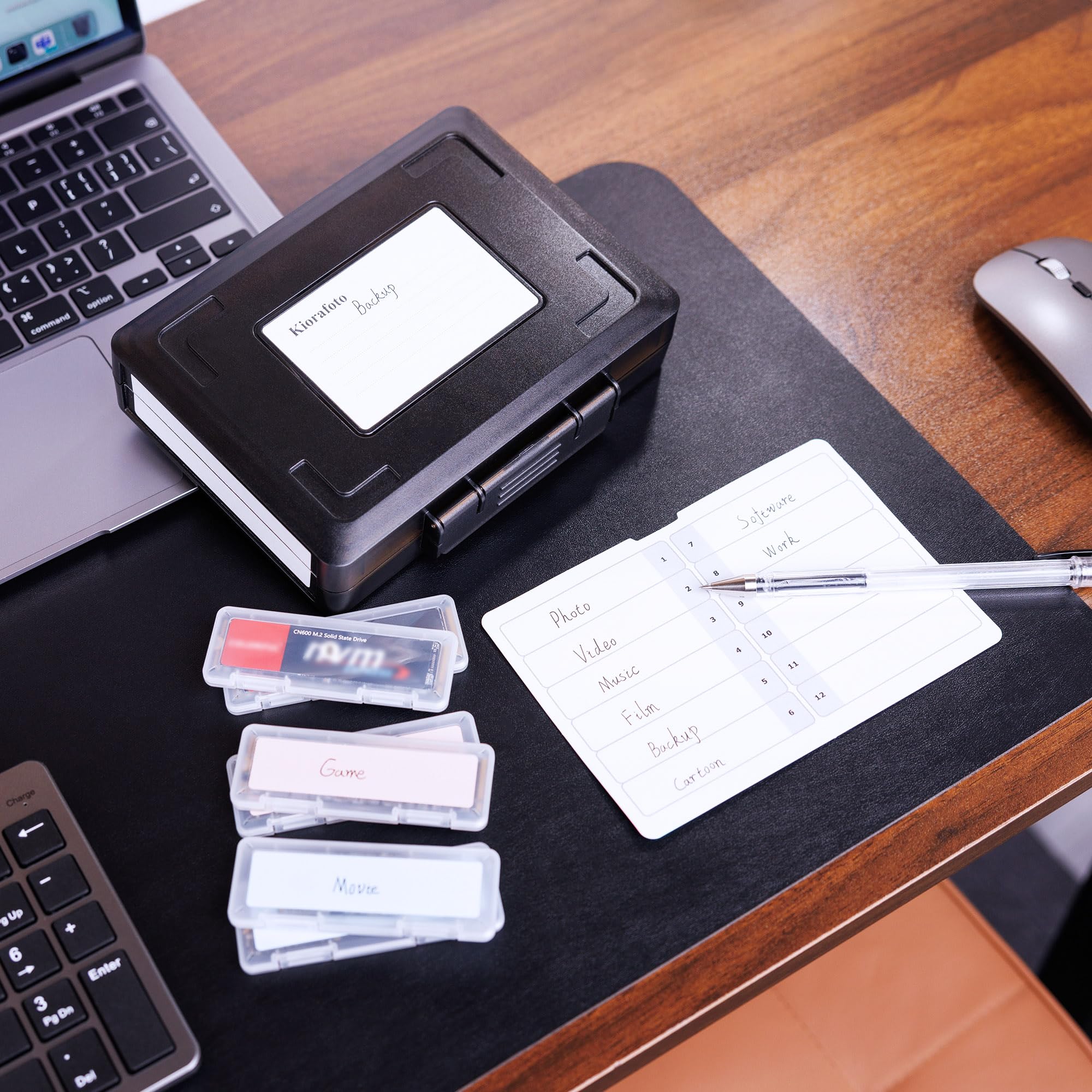 Dual Protect Hard M.2 SSD Holder with 12 PCS Individual Clear M.2 NVMe Case for M.2 2280 2260 2242 2230 SSDs Storage, Water-Resistant & Shockproof M.2 2280 SSD Card Case with Label & Notepaper for 12PCS SSDs(with Hard Case) - Image 8