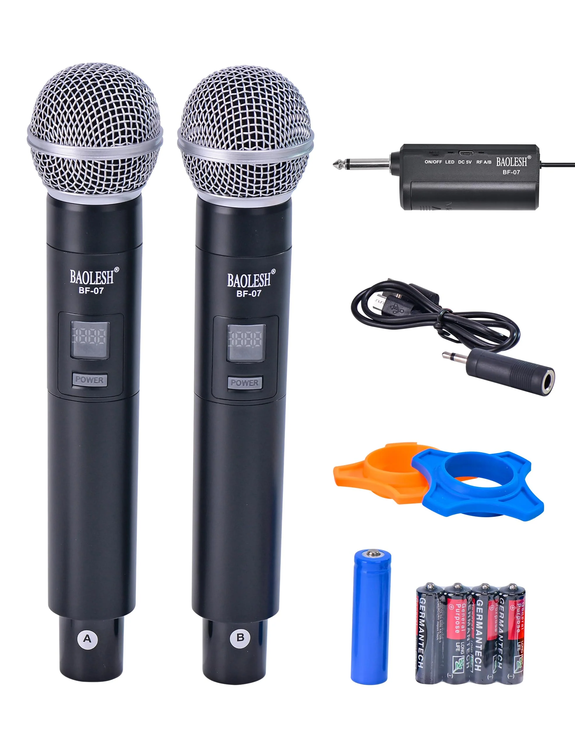 Dual Wireless Microphones Karaoke for Singing, Cordless Dynamic Microphone System for Long-Distance Use, with Rechargeable UHF Receiver, Perfect for Karaoke, Church, Speech, Wedding, Party