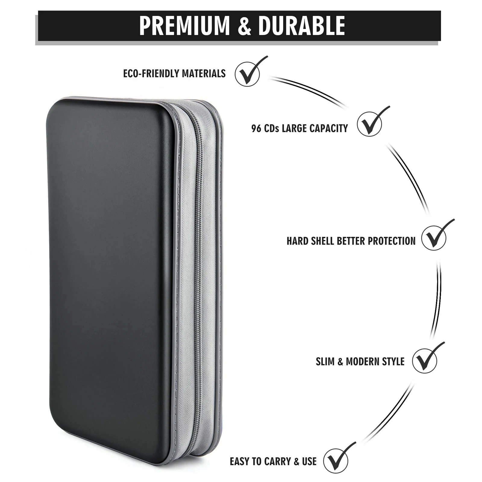 DVD Case, Bivisen CD Case Holder Wallet Binder 96 Capacity CD/DVD Cases Storage Holder Binder Organizer Wallet Book for Car Home Travel (Black) Black - Image 3