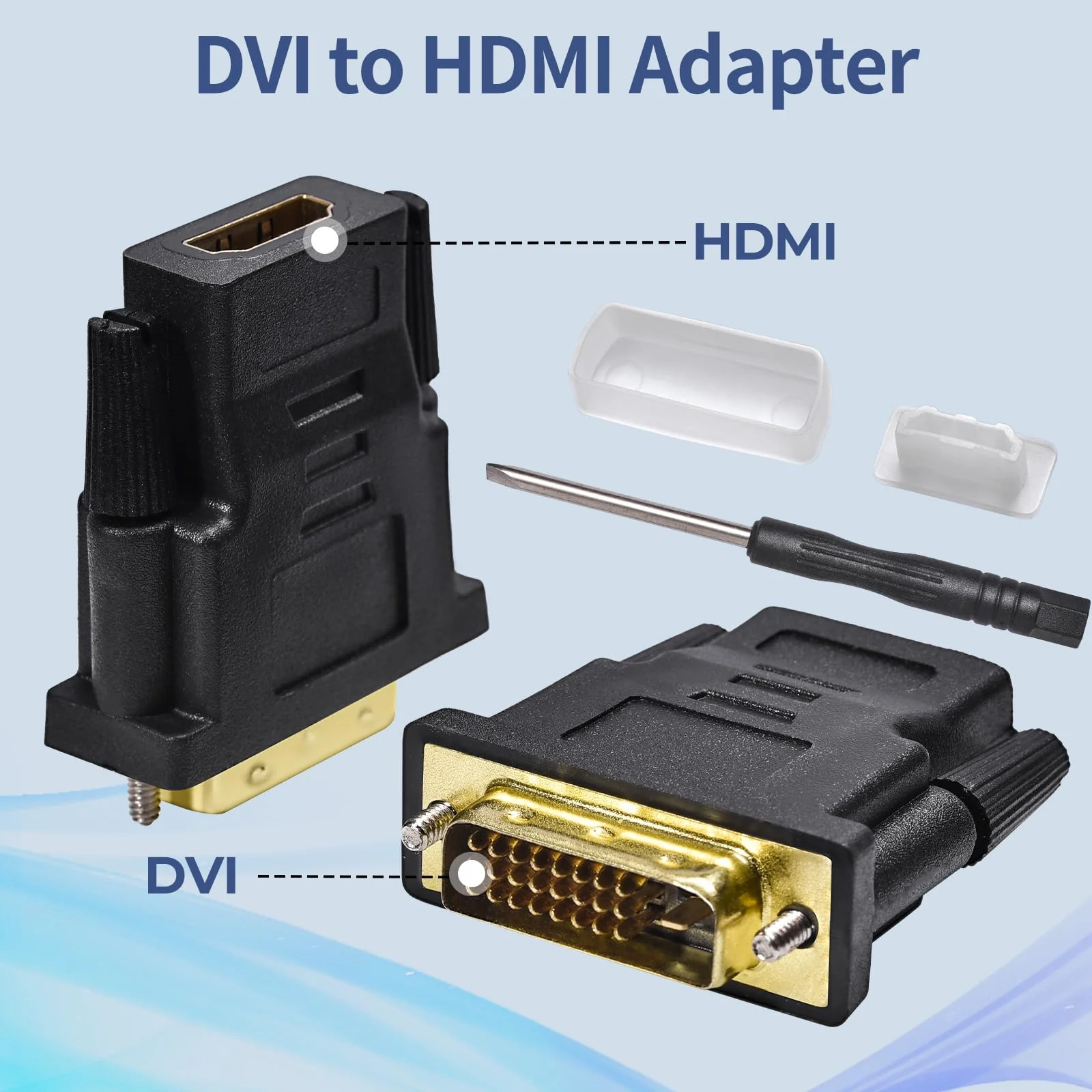 DVI to HDMI, Bidirectional DVI (DVI-D) to HDMI, Male to Female Adapter, 2-Pack,(24+1) Male Adapter with Gold-Plated for Computer, Monitor, Projector, TV, PS3/4/5 Nintendo Switch and More - Image 2