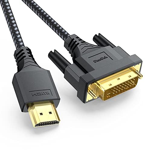 DVI to HDMI Cable 6ft, HDMI to DVI-D Cord Adapter Bidrectional Braided for Monitor Projector Raspberry Pi Roku Xbox One PS5 Graphics Card Blue-ray Switch - Black 6 Feet 1 Pack