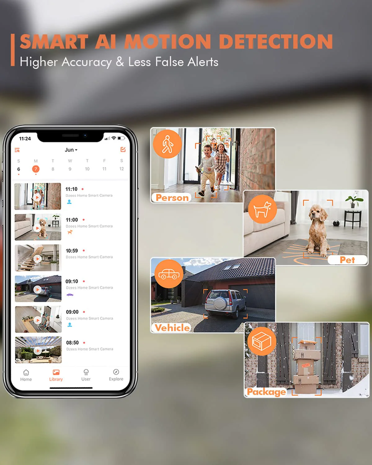Dzees Security Camera Outdoor Wireless - Upgrade 2K 3MP Battery Powered WiFi Outdoor Camera Wireless, Spotlight, Siren, AI Dectection, Color Night Vision, IP66 Waterproof Cloud/SD-Black Black - Image 3