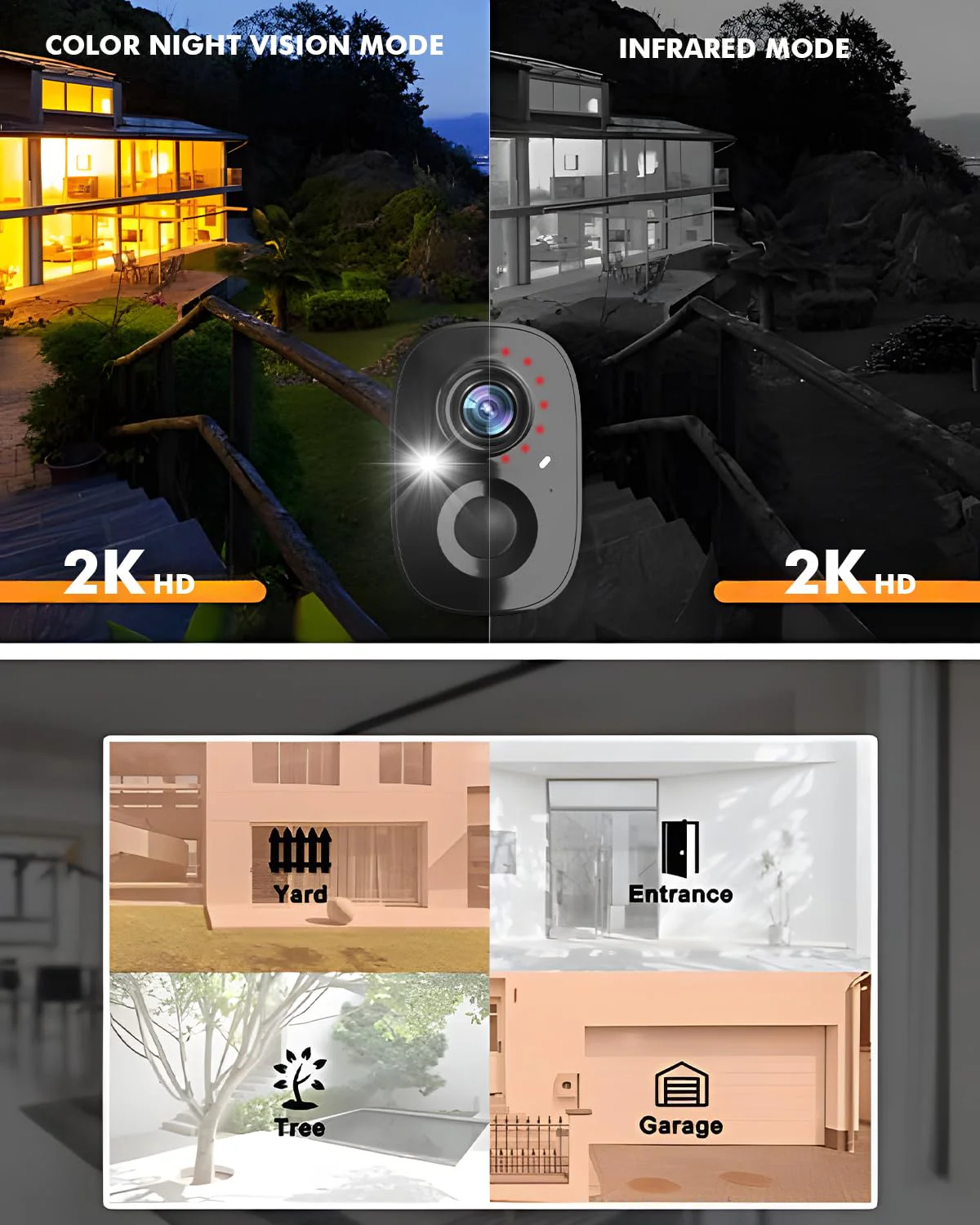 Dzees Security Camera Outdoor Wireless - Upgrade 2K 3MP Battery Powered WiFi Outdoor Camera Wireless, Spotlight, Siren, AI Dectection, Color Night Vision, IP66 Waterproof Cloud/SD-Black Black - Image 5
