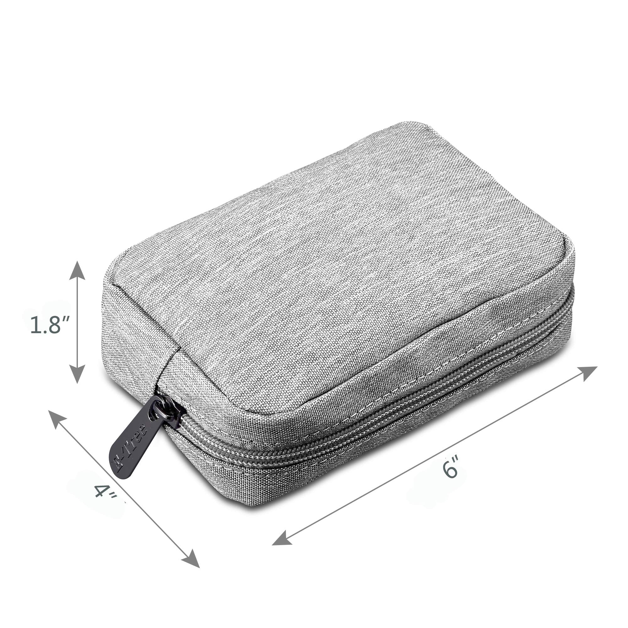 E-Tree 7 inch Canvas Zippered Small Bag, Mini Travel Makeup Carrying Case, Cosmetic Bag, Portable Electronics Accessories Organizer, Tiny Coin Purse Wallet, Little Pouch for Little Items, Grey 6" X 1.8" X 4" - Image 2