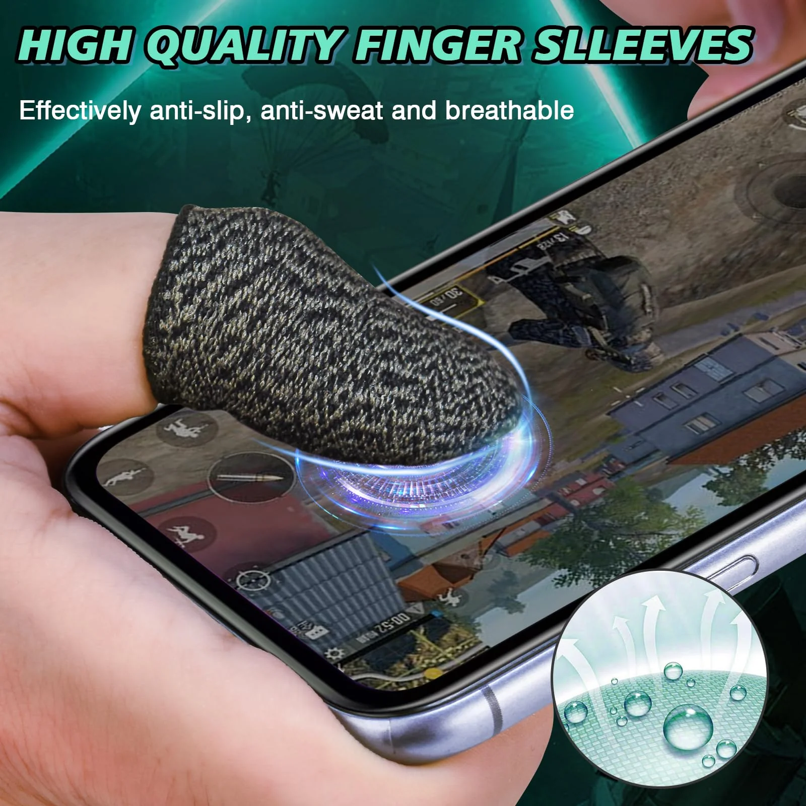 EasEasy Phone Game Trigger for iOS/Android, Mobile Gamepad Controller Compatible for PUBG/Knives Out/Call of Duty, Sensitive Aim & Shoot PUBG Trigger with Gaming Finger Sleeves Black - Image 6