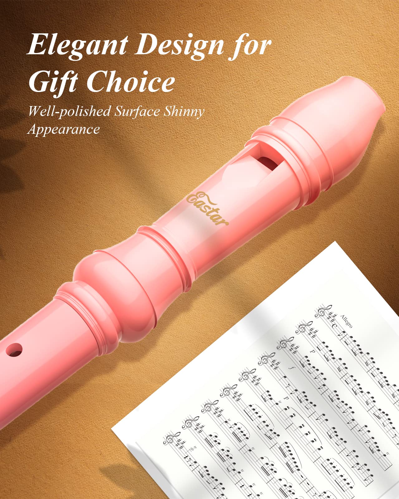 Eastar Soprano Recorder Instrument for Kids Beginners, German Fingering C Key Recorder Instrument 3 Piece with Cleaning Kit, Thumb Rest, Cotton Bag, Fingering Chart, ERS-21GP, Pink, School-Approved - Image 7