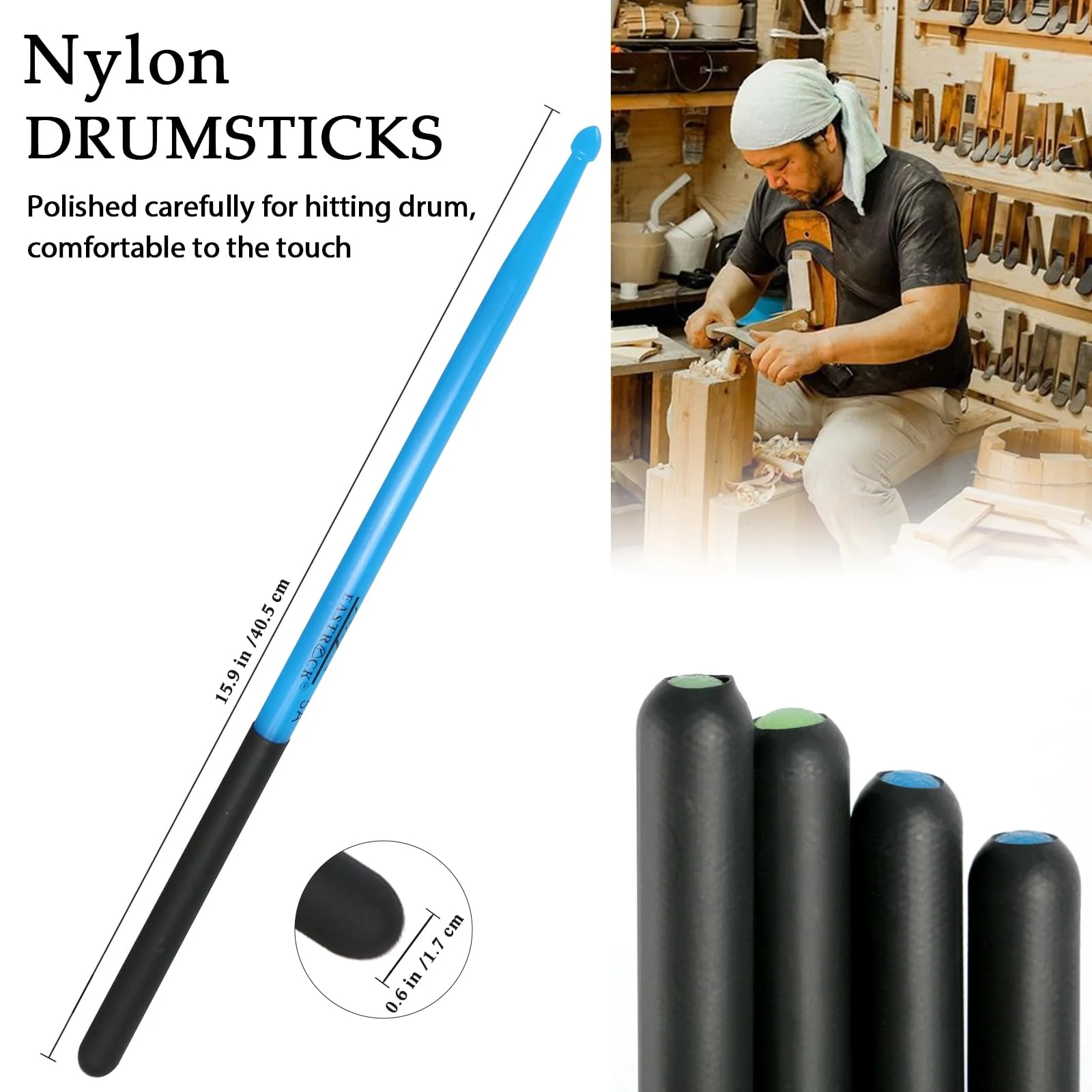 EASTROCK 5A Drum Sticks Nylon 2 Pairs Drumsticks for Kids Adults Drummers, with Aiti-slip Handle 3 Pairs Nylon - Image 3