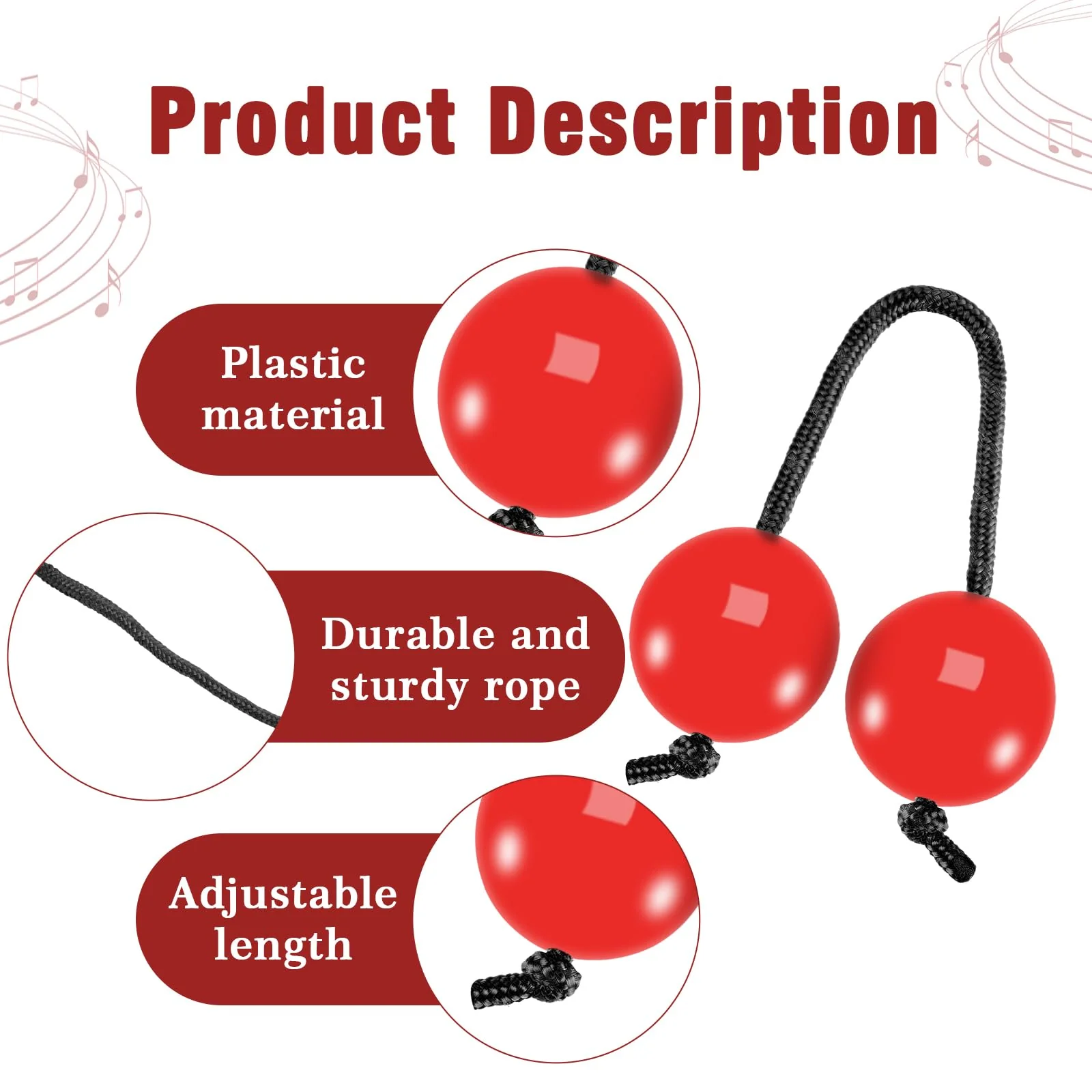 EASTROCK African Rhythms Aslatua Shakers Kashaka Musical Percussion Instruments Kashaka Instrument for Adults Beginners (Red) Red - Image 3