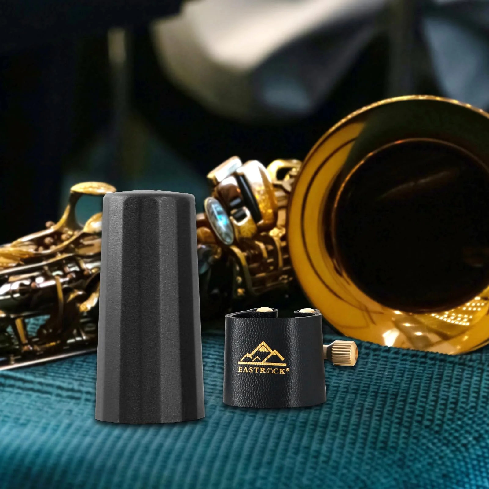 EASTROCK Alto Saxophone Ligature Kit, Leather Ligature Fastener for Saxophone Mouthpiece with Plastic Cap, Musical Instruments Accessory for Beginner and Intermediate black - Image 5