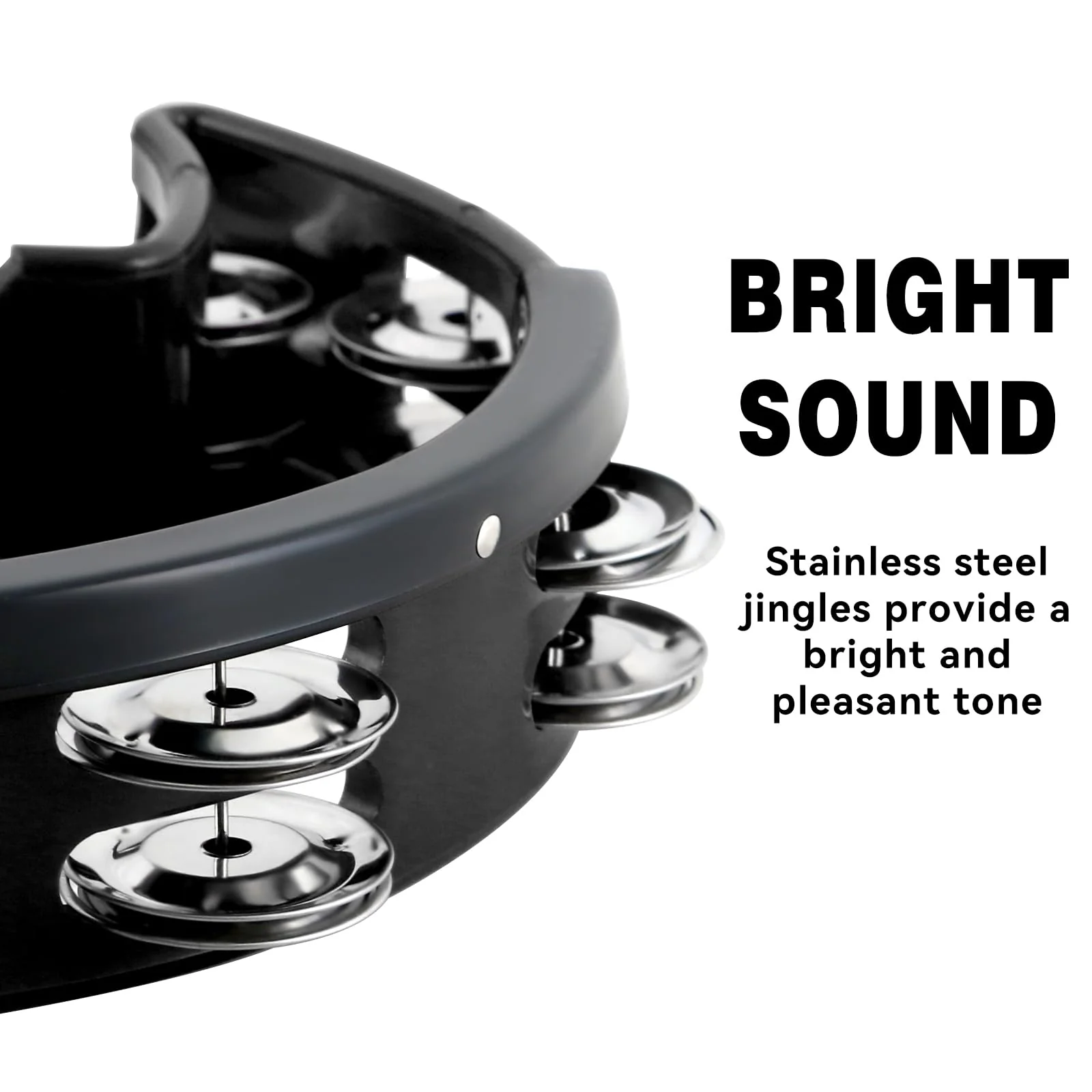 EASTROCK Drum Set Tambourine with Mounting Eye Bolt,Tambourine for Drum Set,Hi Hat Tambourine Drum Set (Single row of jingles, Black) Single-Black - Image 5