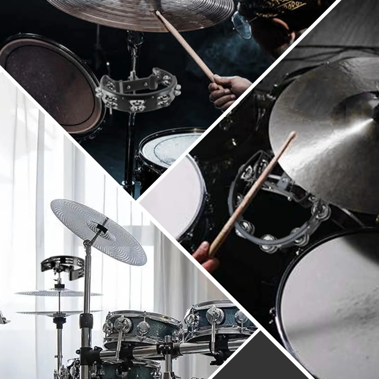 EASTROCK Drum Set Tambourine with Mounting Eye Bolt,Tambourine for Drum Set,Hi Hat Tambourine Drum Set (Single row of jingles, Black) Single-Black - Image 6
