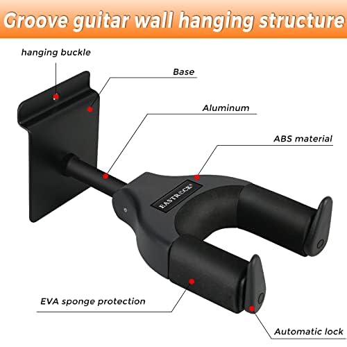 EASTROCK Guitar Wall Mount Hanger Auto Lock,Guitar Hanger Wall Hook Holder Stand for Acoustic, Electric, Classical, Bass Guitar Stand,Guitar Accessories (darkD) darkD - Image 5