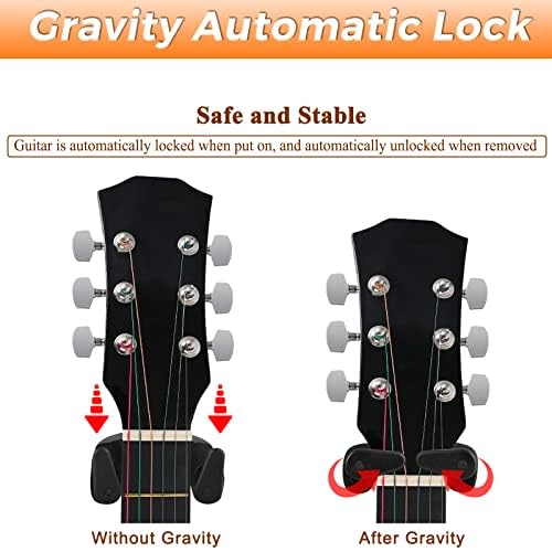 EASTROCK Guitar Wall Mount Hanger Auto Lock,Guitar Hanger Wall Hook Holder Stand for Acoustic, Electric, Classical, Bass Guitar Stand,Guitar Accessories (darkD) darkD - Image 6
