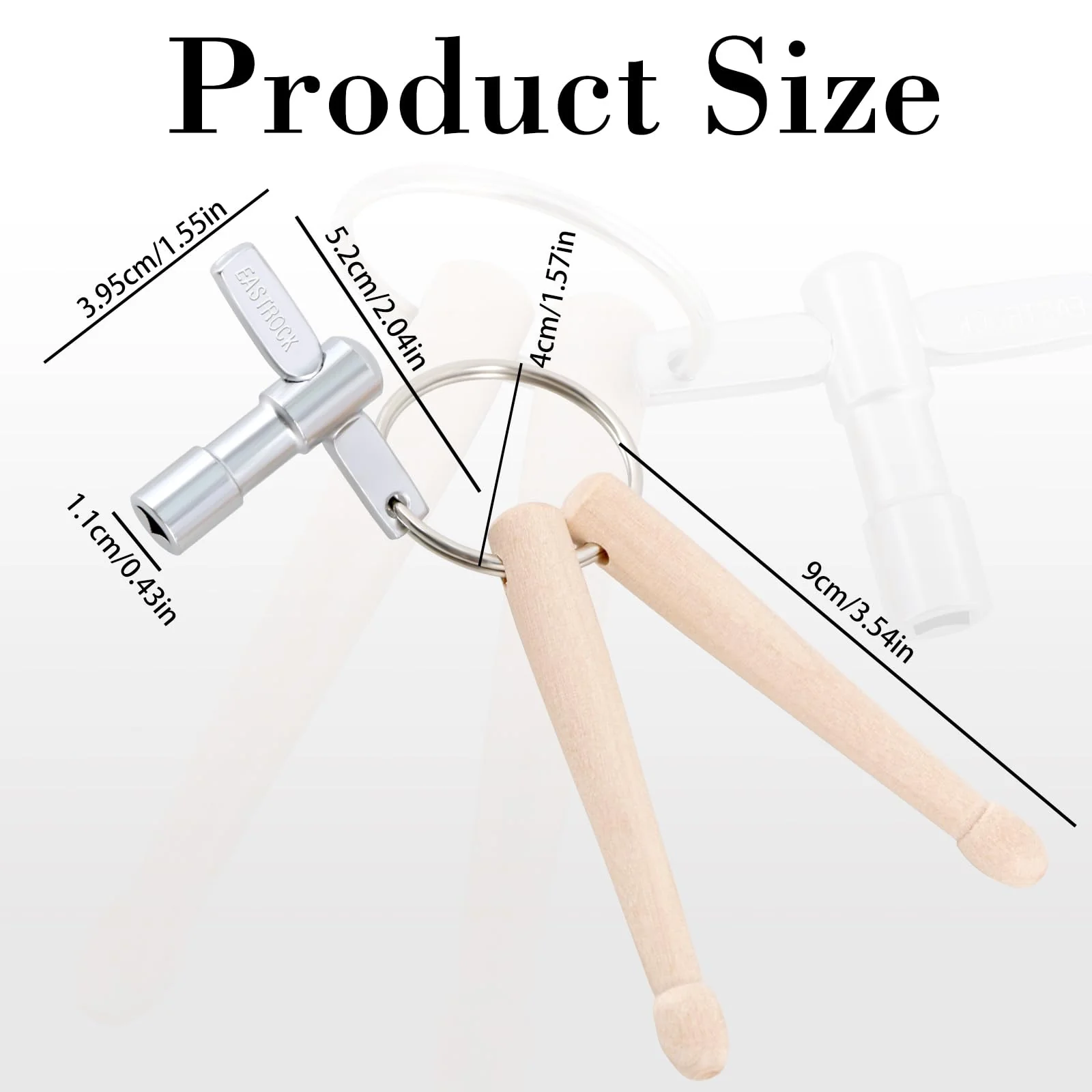 EASTROCK Mini Drumsticks Drum Key Keychain Percussion Tool - Image 2
