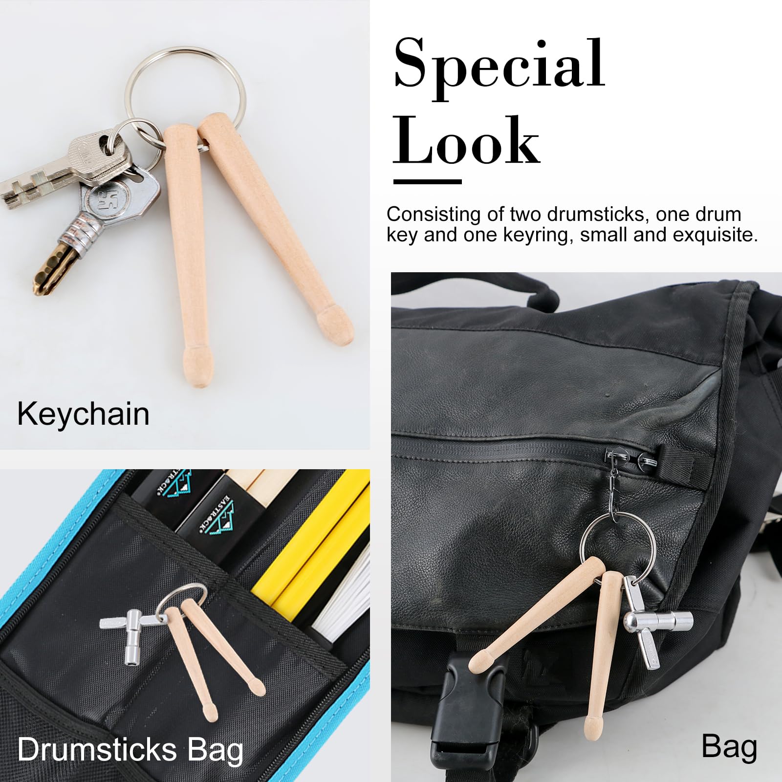 EASTROCK Mini Drumsticks Drum Key Keychain Percussion Tool - Image 3